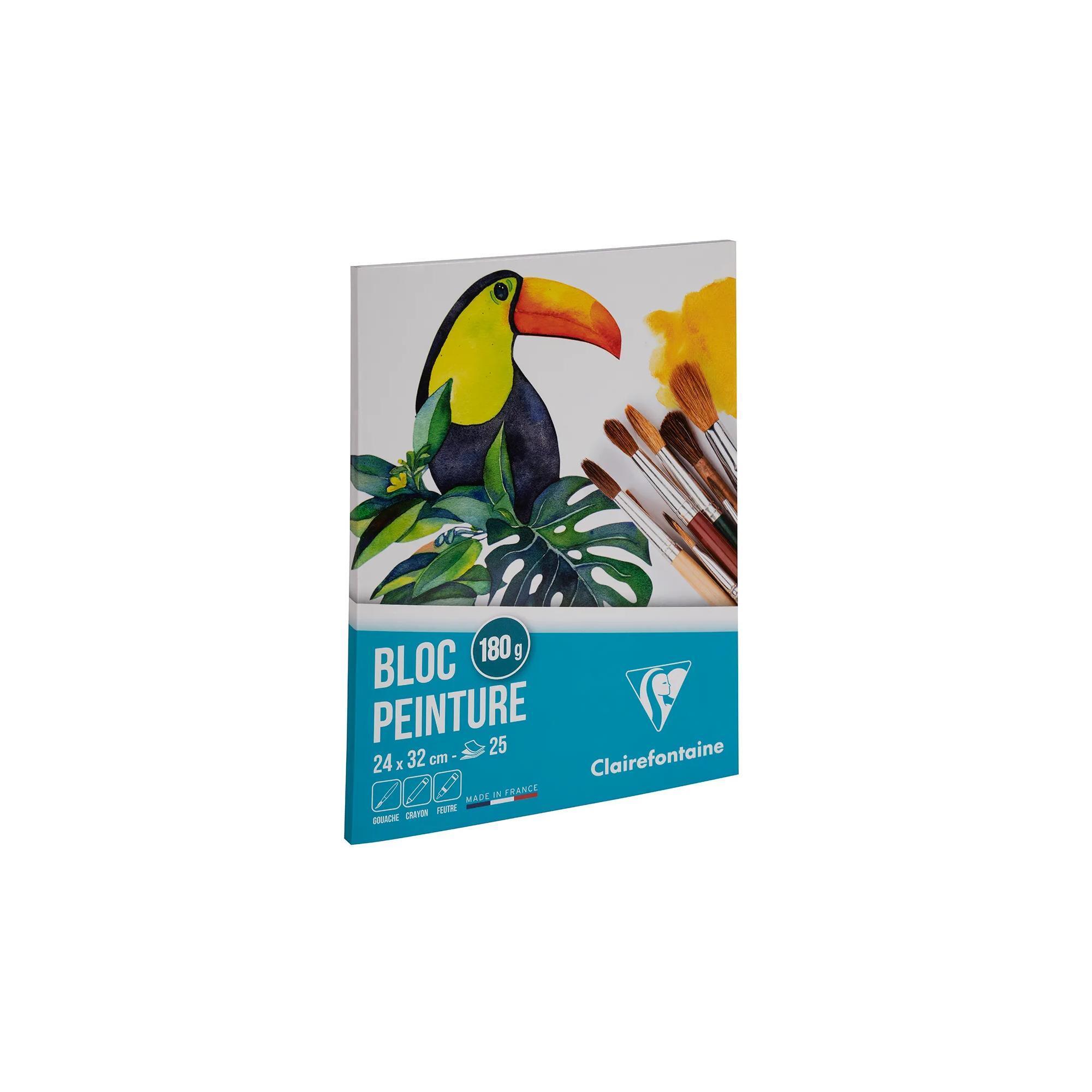 CLAIREFONTAINE Bloc peinture, 25 feuilles, format 24x32 cm