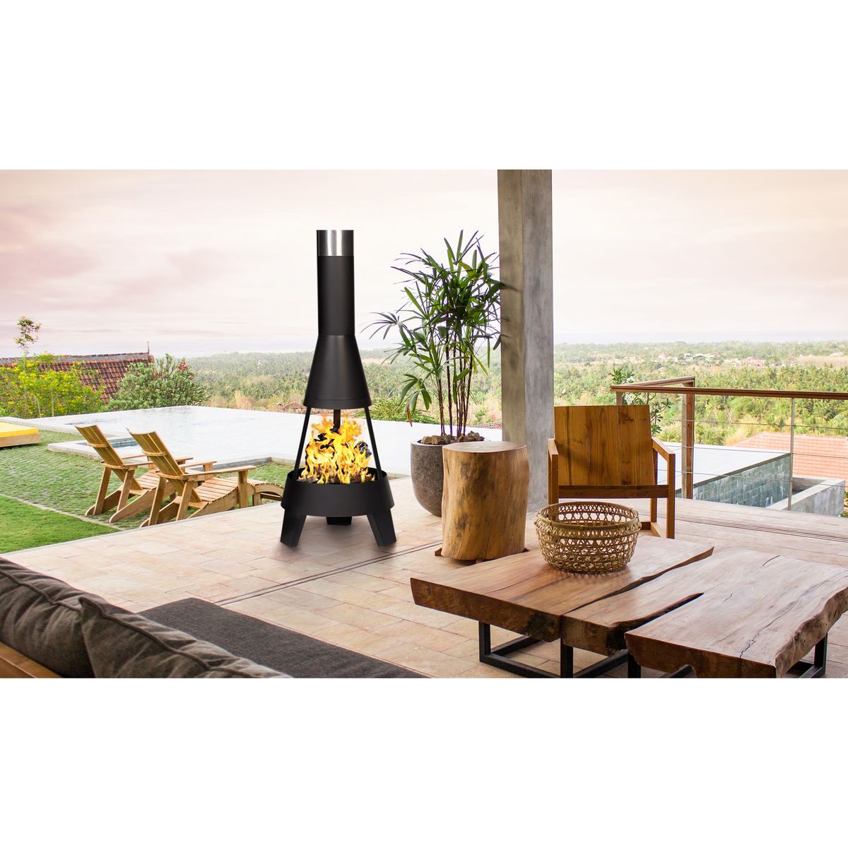 Braséro extérieur - Acier chromé - 100x30cm - CAPRI