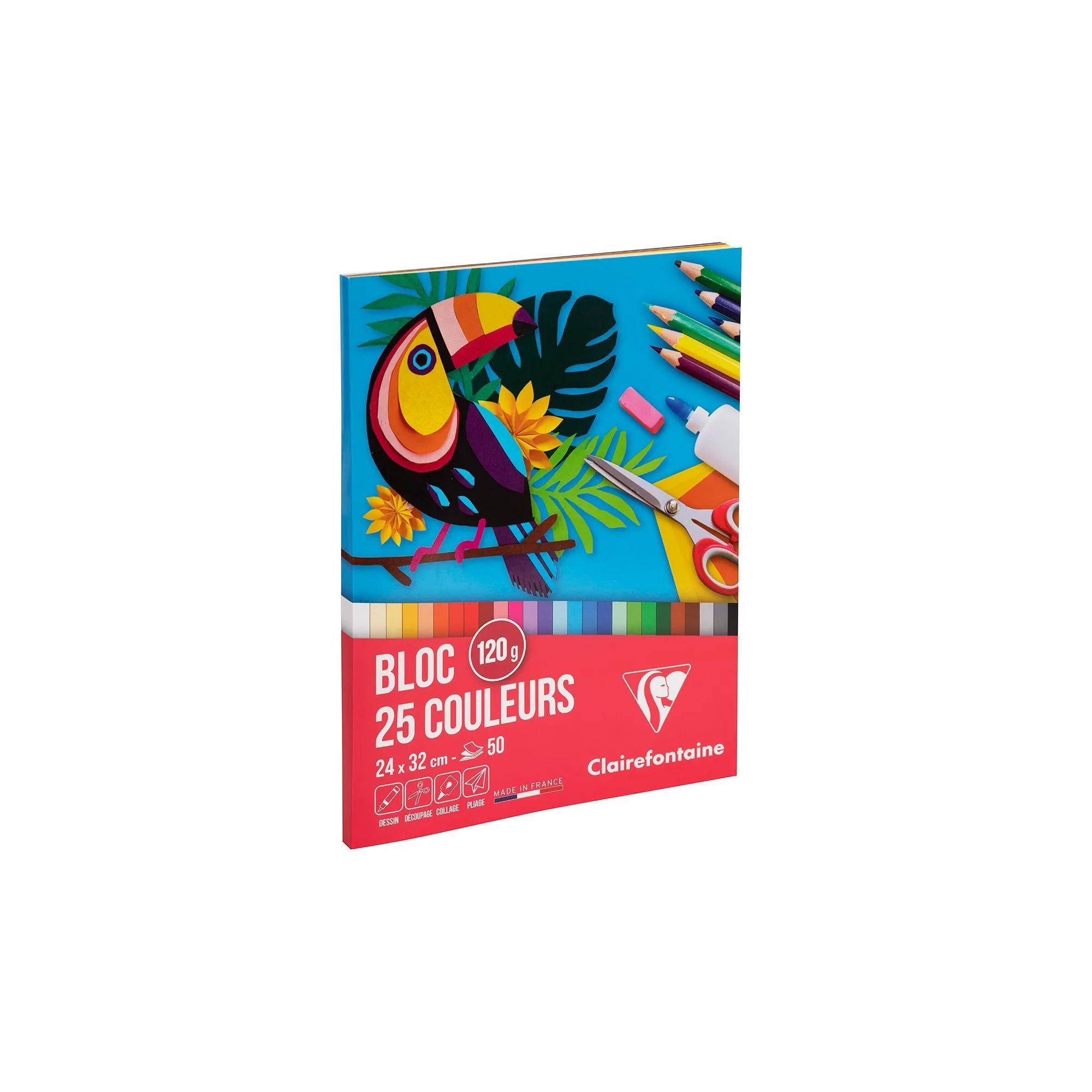 CLAIREFONTAINE Bloc dessin couleur x50 feuilles, format 24x32cm