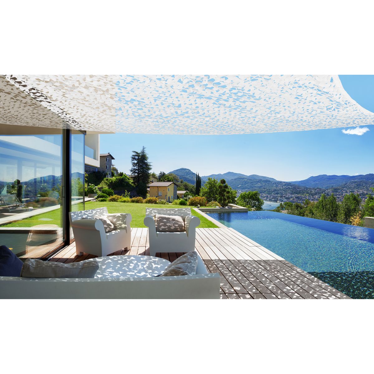 INKAZEN Voile d'ombrage blanche - 3x3m