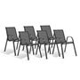 Voir la diapositive 5 : Lot de 6 chaises de jardin empilable en acier et textilène - Gris anthracite