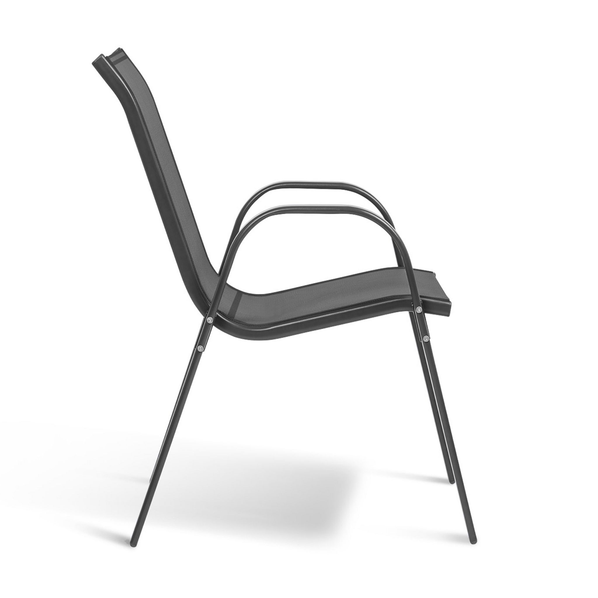 Voir la diapositive 6 : Lot de 6 chaises de jardin empilable en acier et textilène - Gris anthracite
