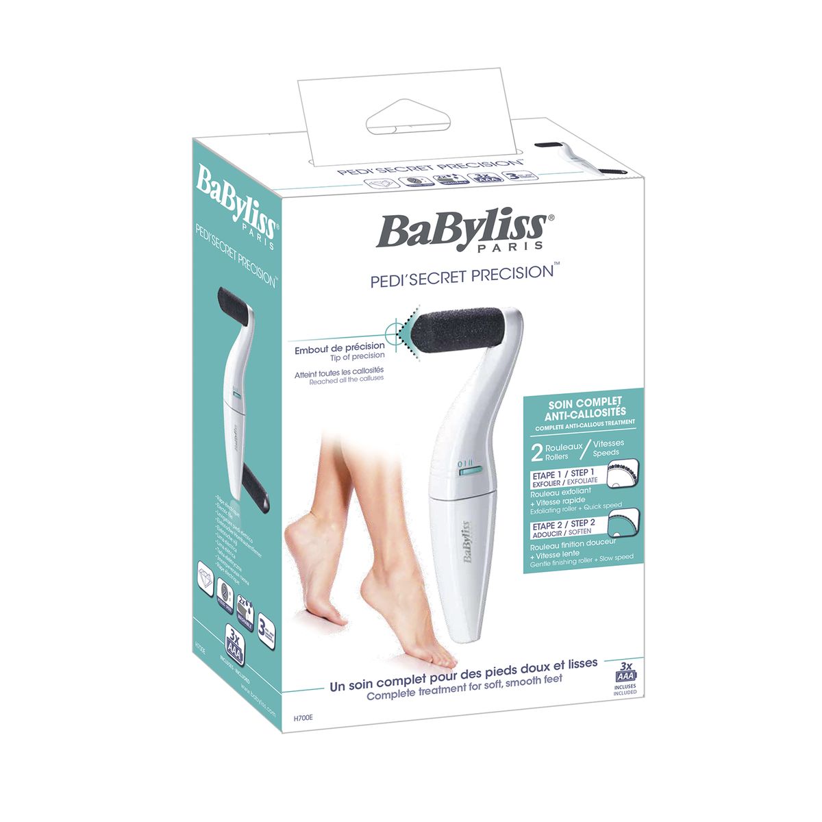Voir la diapositive 3 : BABYLISS Rape à pied électrique H700-E - Blanc