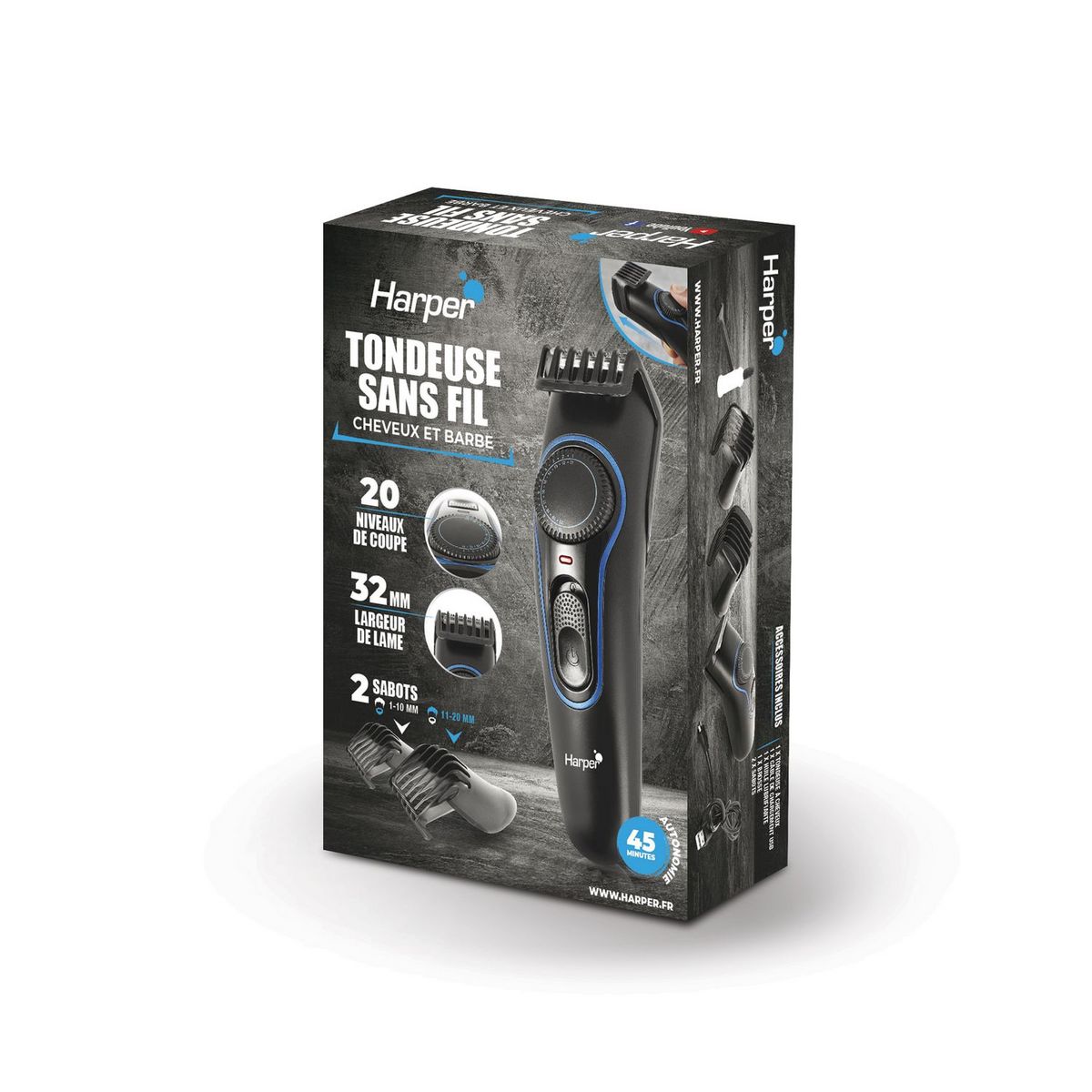 HARPER Tondeuse barbe et cheveux HTM26 - Noir