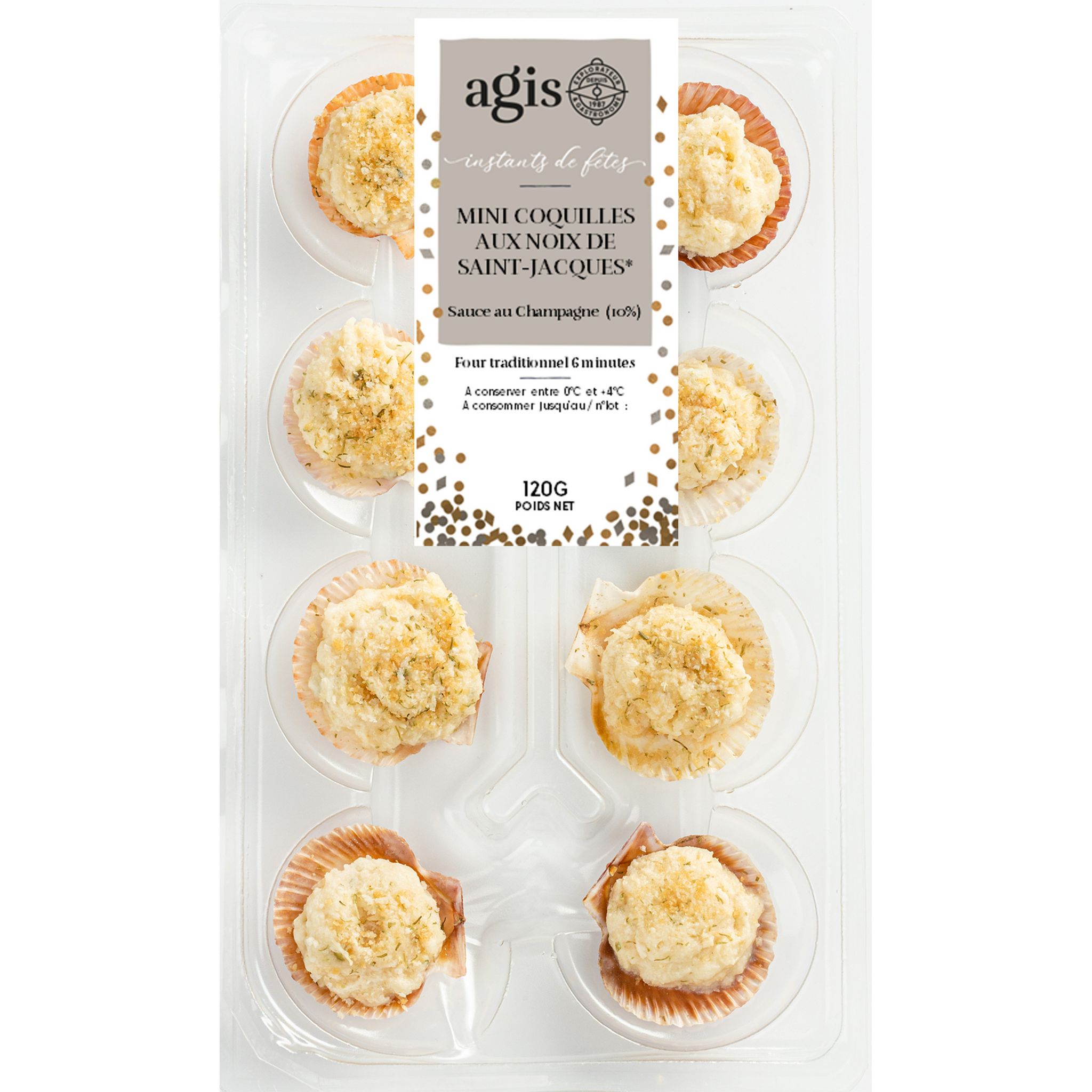 AGIS Mini coquilles noix de St Jacques sauce au Champagne 8 pièces 120g