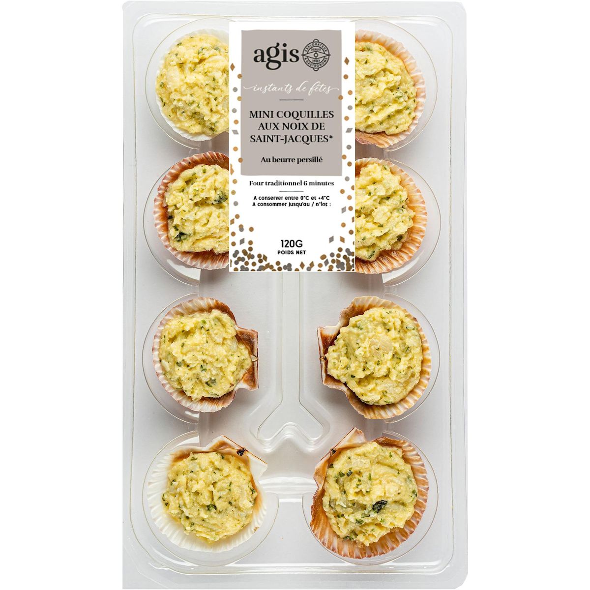 AGIS Mini coquilles aux noix de Saint-Jacques 8 parts 120g