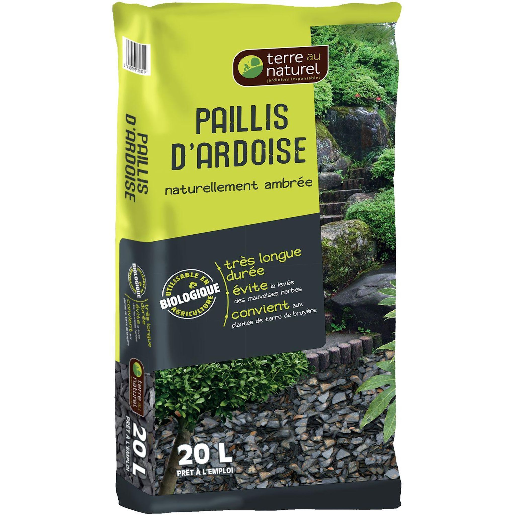 Voir la diapositive 1 : TERRE AU NATUREL Paillis d'ardoise 20l