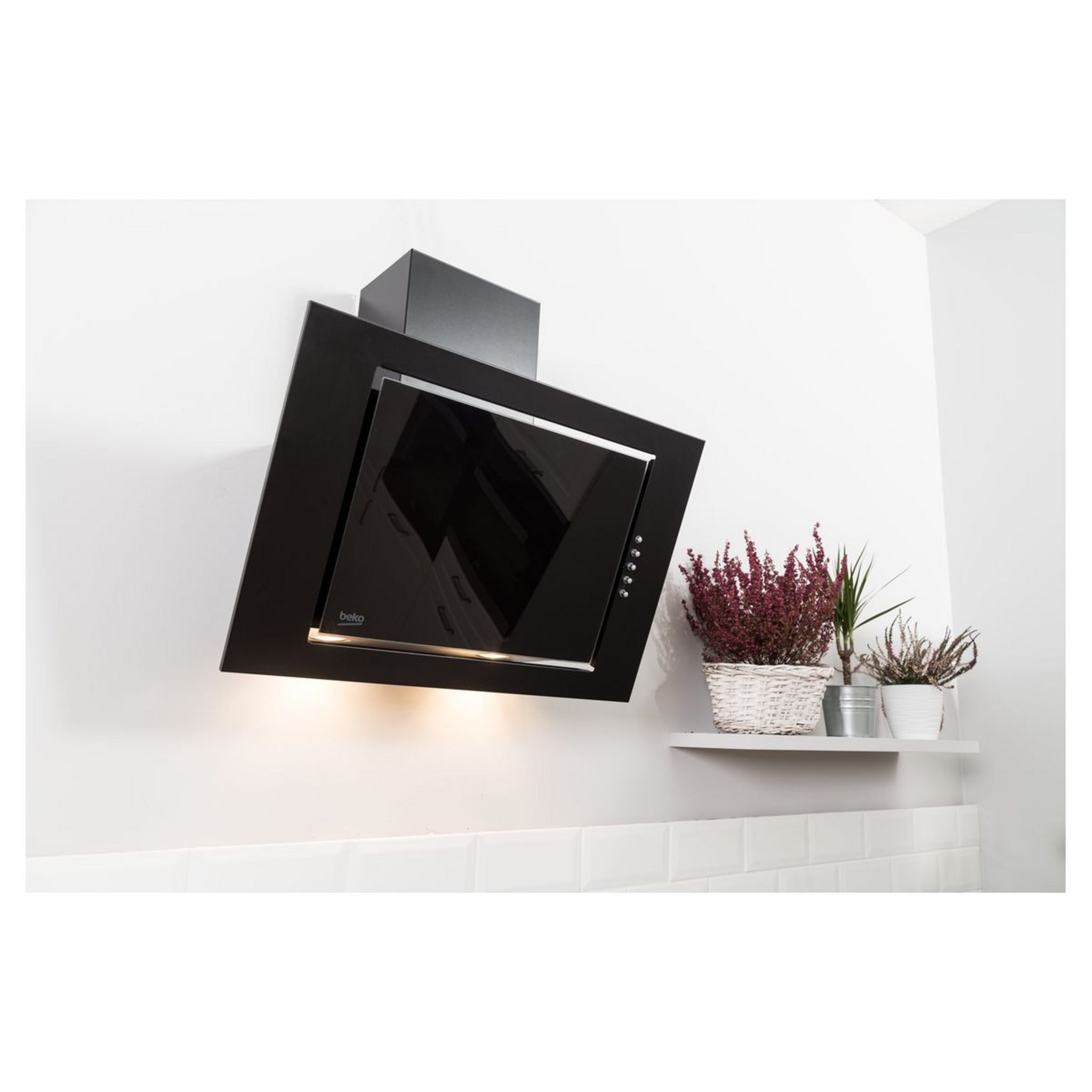 Voir la diapositive 3 : BEKO Hotte murale HCA62321B, Évacuation et recyclage, 59.6 cm, Débit d'air 310 m3/h