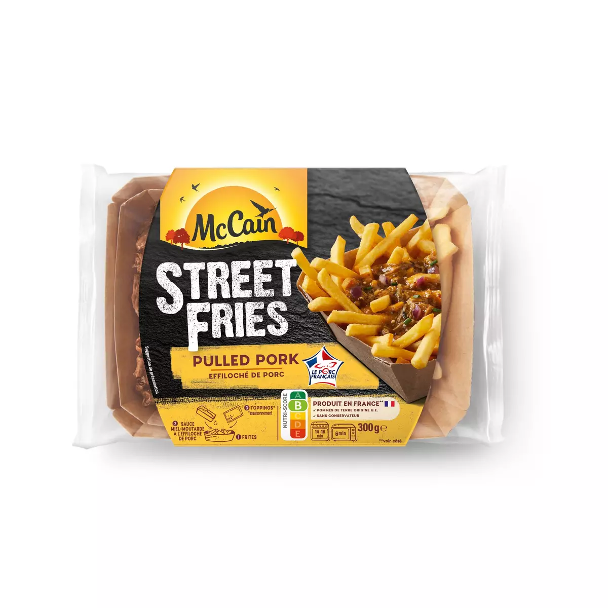 MCCAIN Street fries  - frites et porc effiloché 1 portion 300g