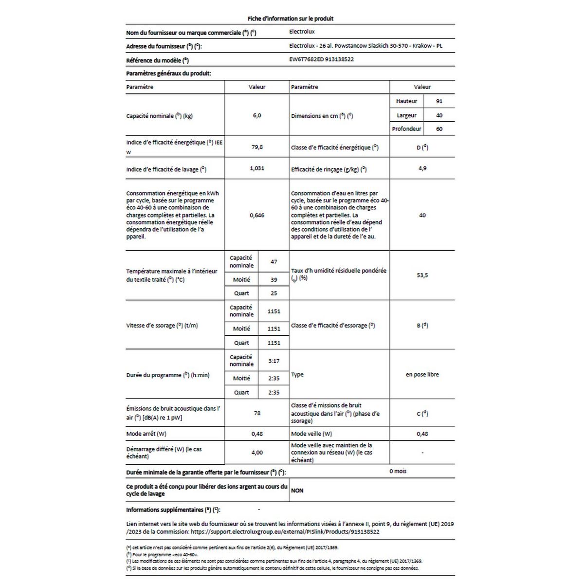 ELECTROLUX Lave linge top EW6T7682ED, 6 kg, 1200 T/min, D
