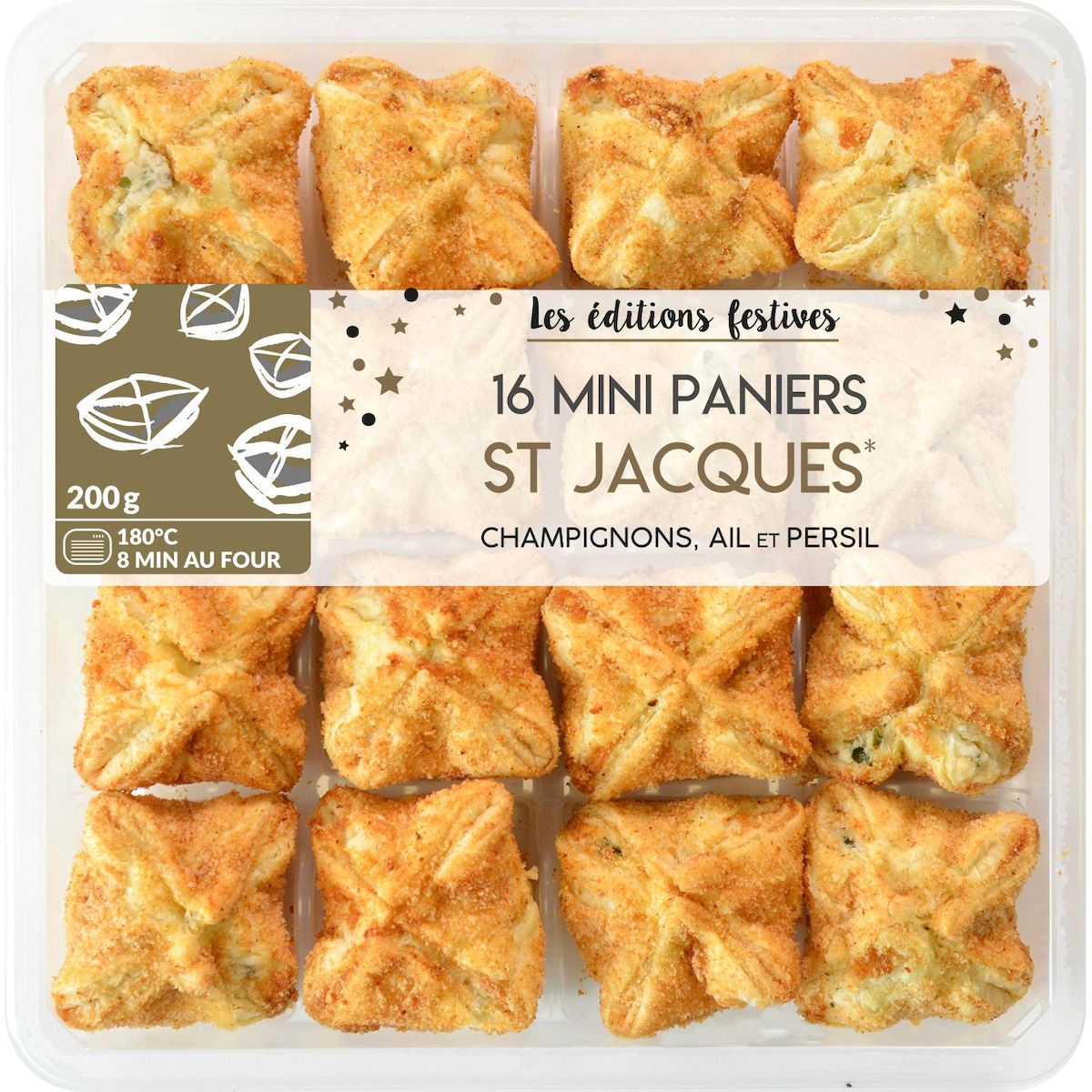 MIX BUFFET Mini paniers aux Saint-Jacques, champignons, ail et persil 16 parts 200g