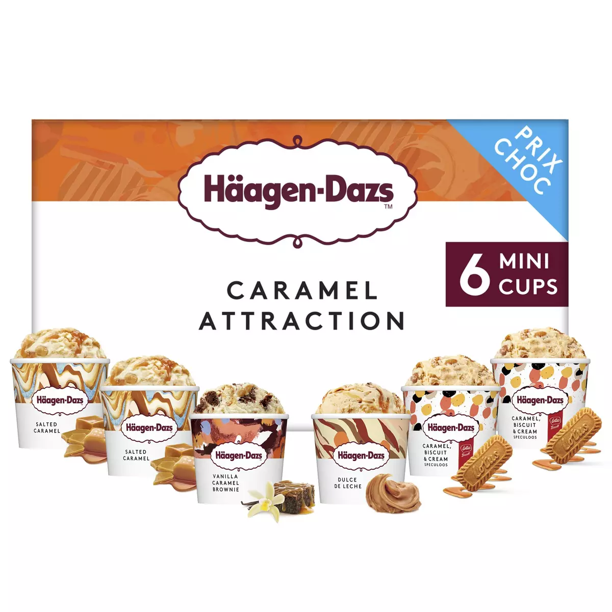 HAAGEN DAZS Mini pot crème glacée caramel collection 6 pièces 483g