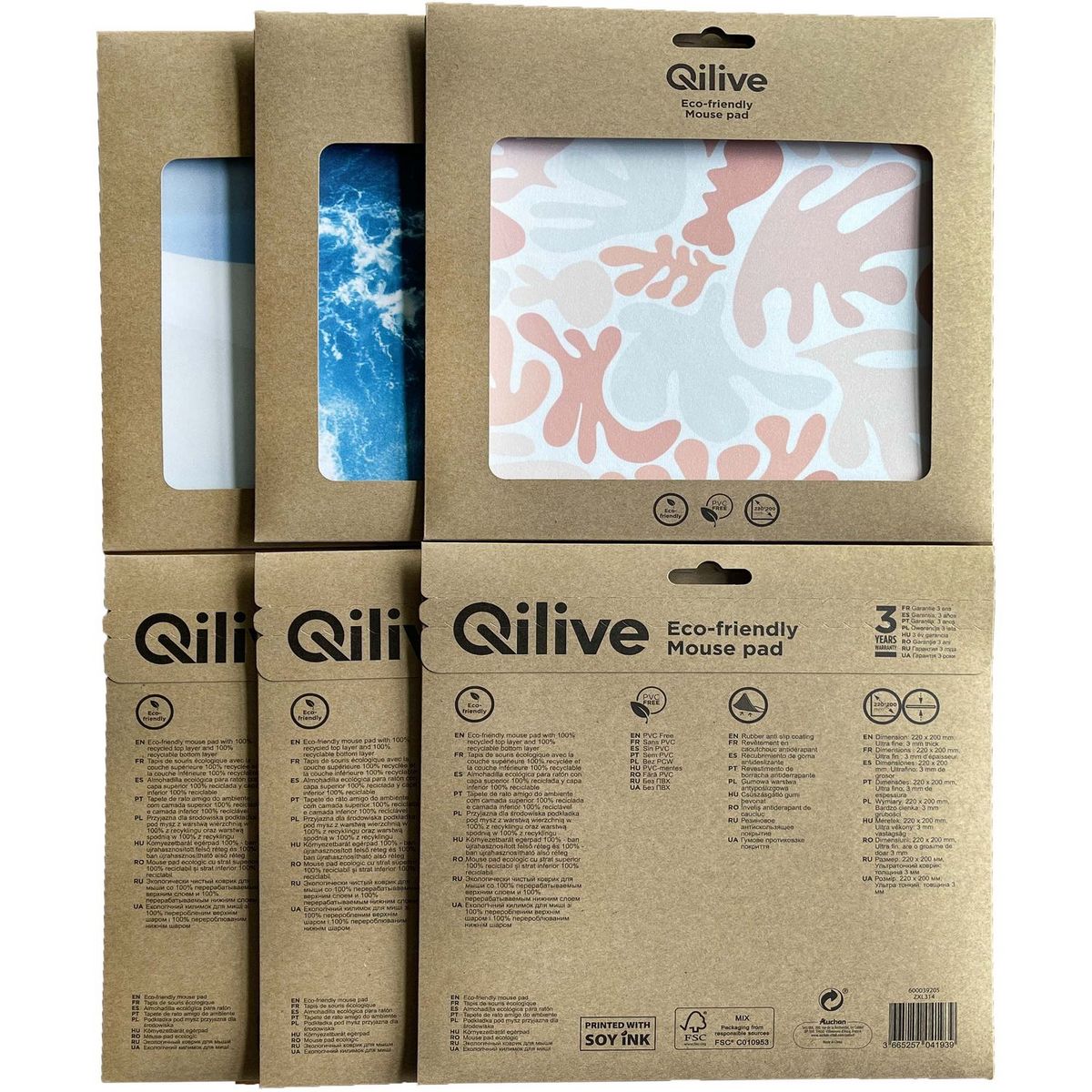 QILIVE Tapis de souris recylcés - Multicolor