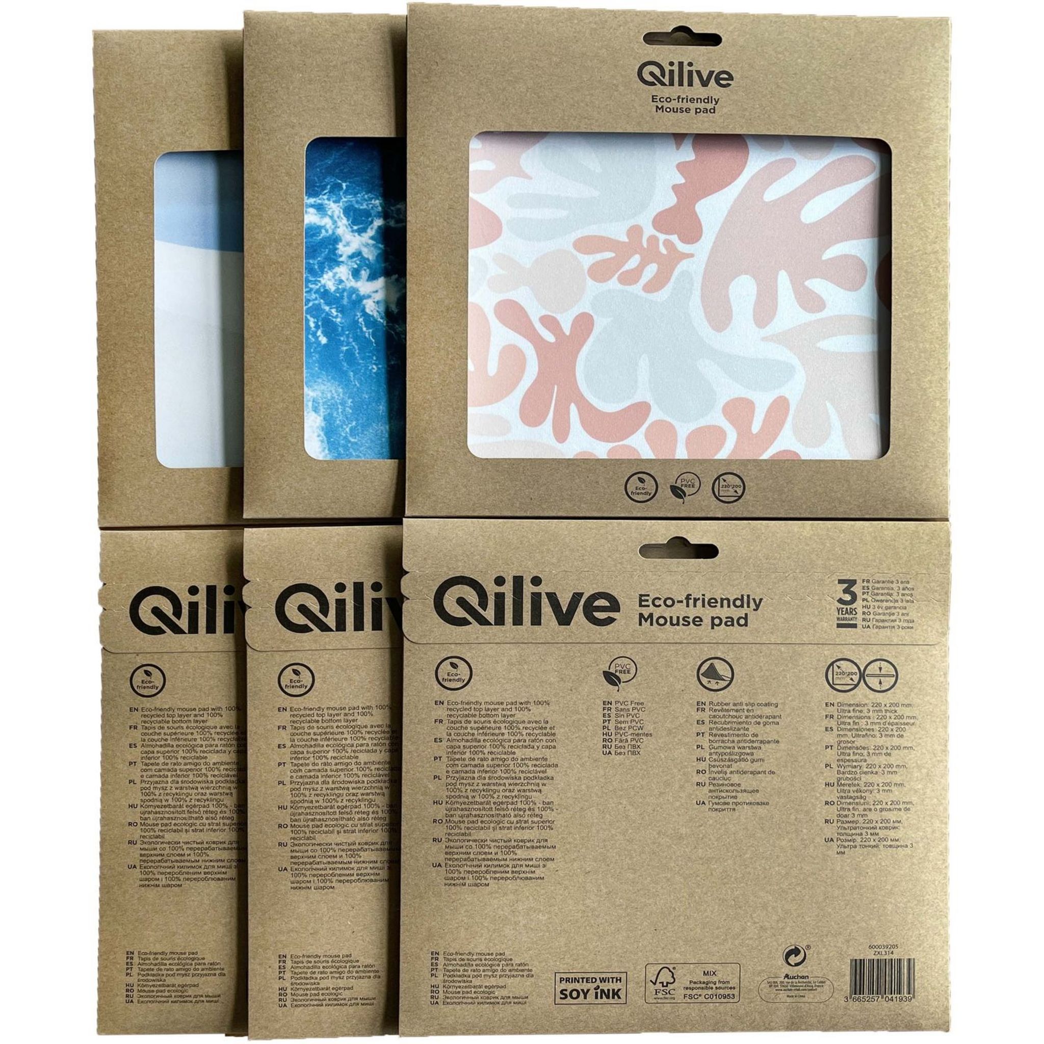 Voir la diapositive 4 : QILIVE Tapis de souris recylcés - Multicolor