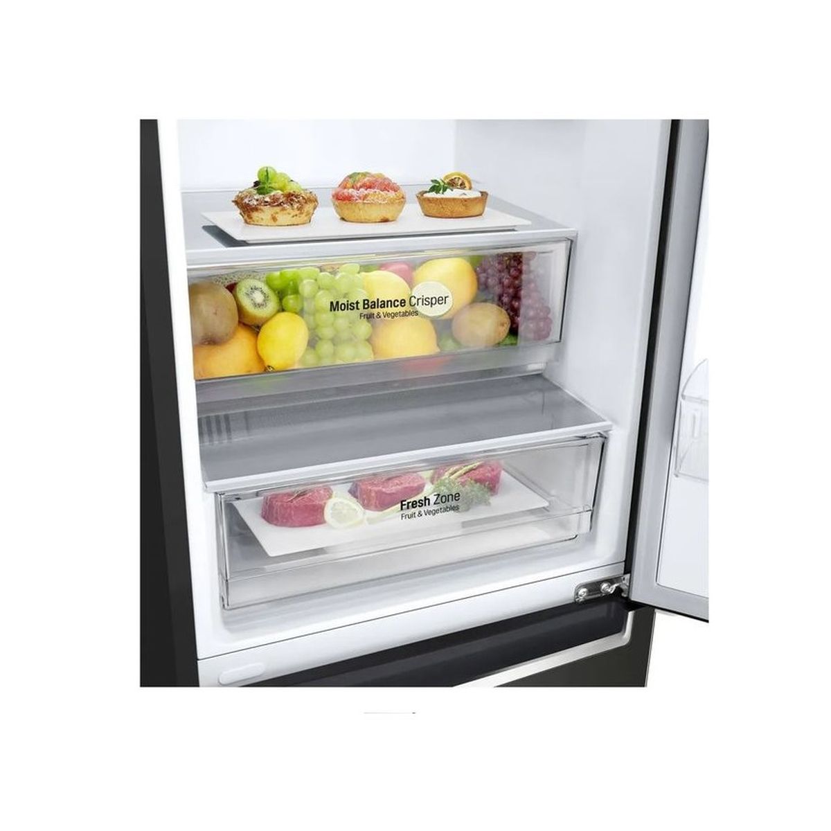 Voir la diapositive 3 : LG Réfrigérateur combiné GBB61BLJMN, 341 L, Froid ventilé No frost