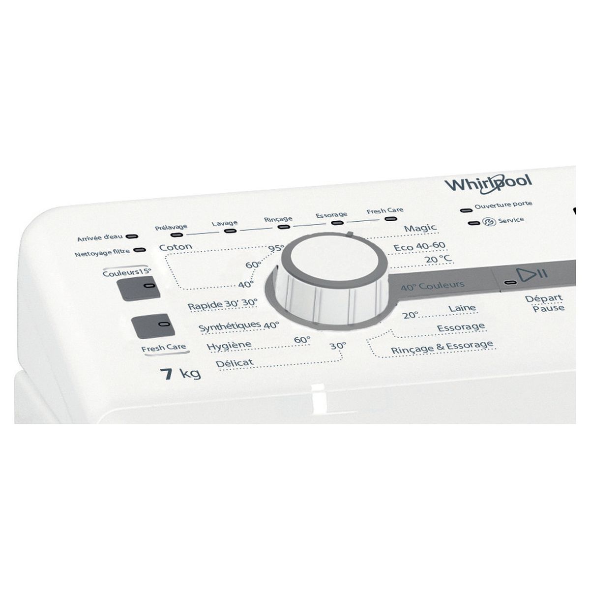 WHIRLPOOL Lave linge top TDLR 7220SS, 7 kg, 1200 T/min