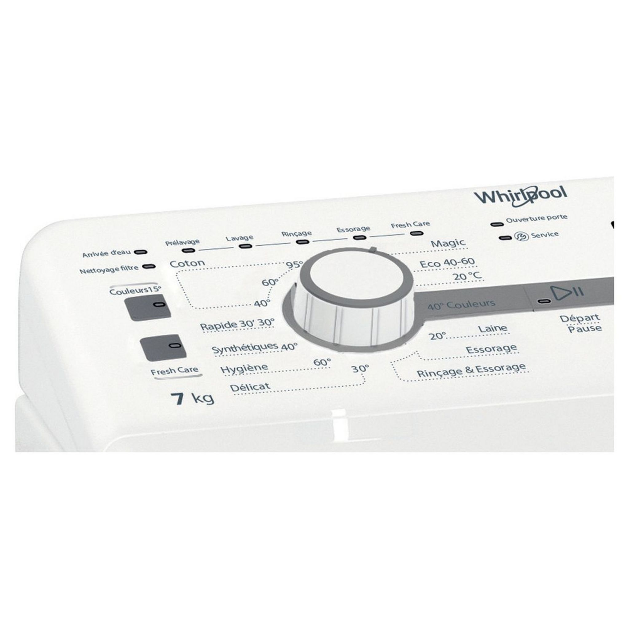 Voir la diapositive 4 : WHIRLPOOL Lave linge top TDLR 7220SS, 7 kg, 1200 T/min
