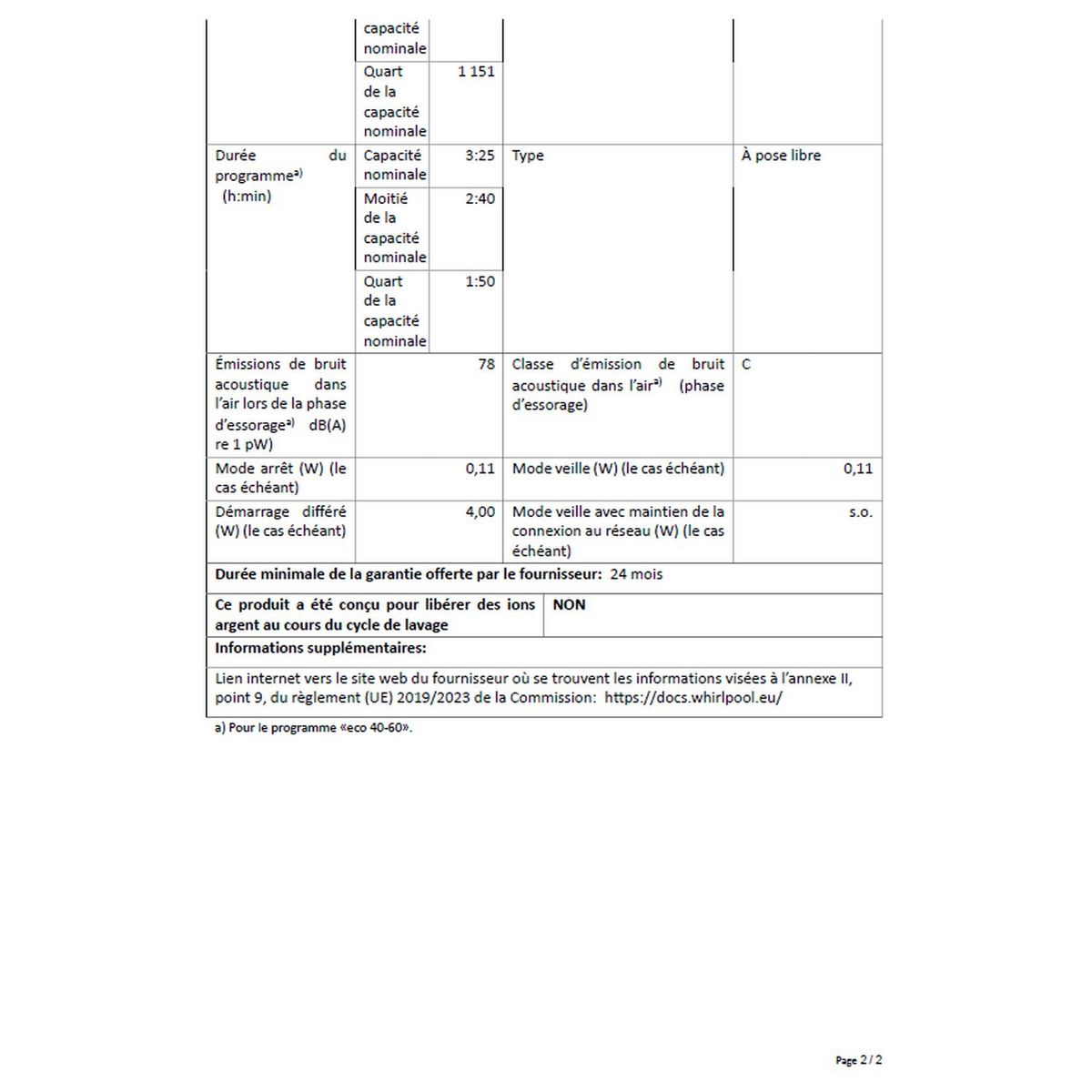 WHIRLPOOL Lave linge top TDLR 7220SS, 7 kg, 1200 T/min