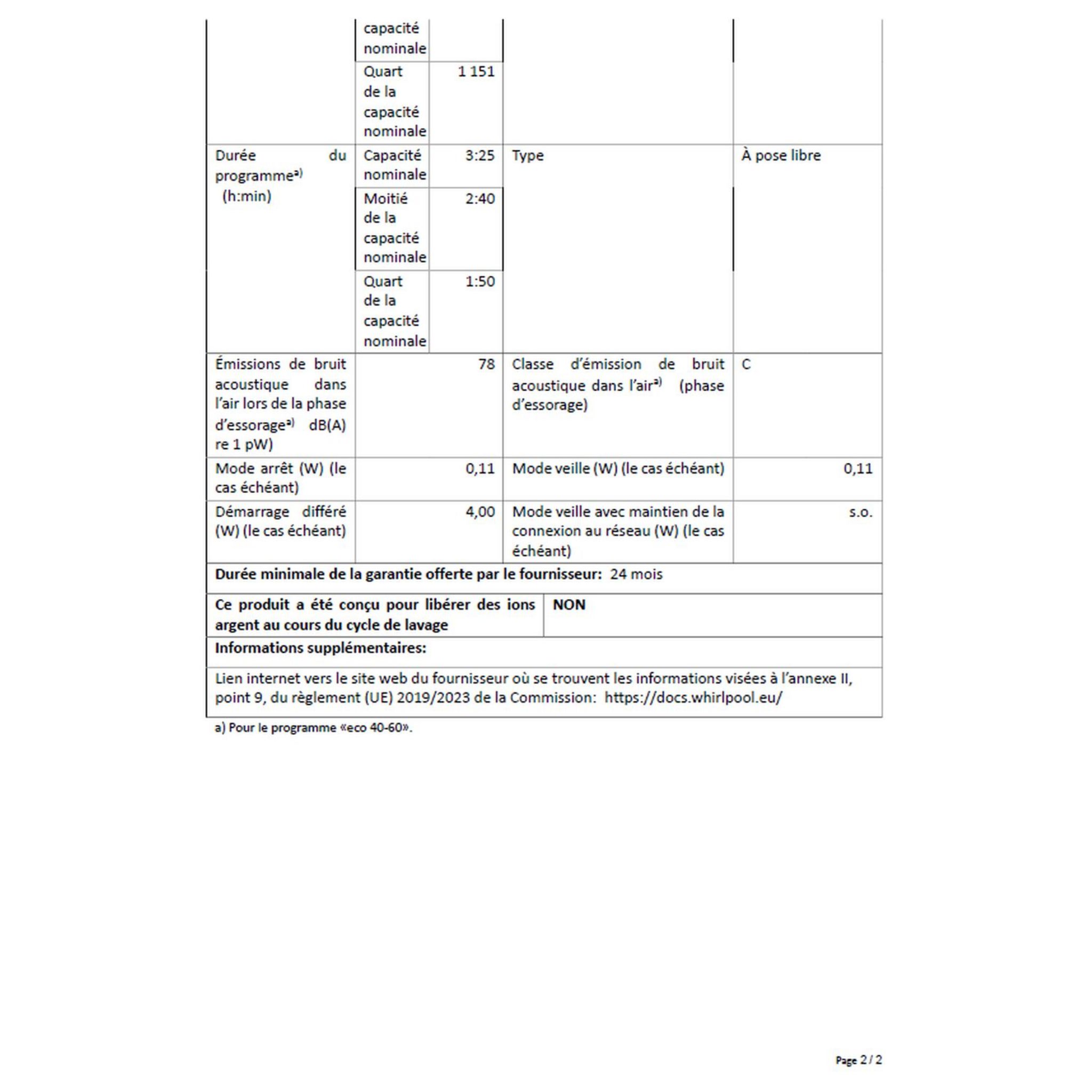 Voir la diapositive 6 : WHIRLPOOL Lave linge top TDLR 7220SS, 7 kg, 1200 T/min