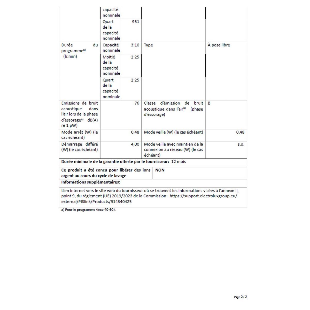 ELECTROLUX Lave linge hublot EW6S406, 6 kg, 1000 T/min, F