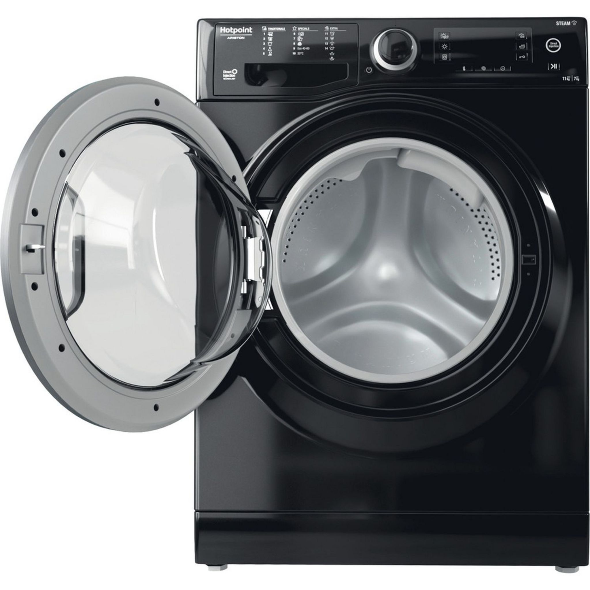 Voir la diapositive 2 : HOTPOINT Lave linge séchant hublot RDD1175, 11 kg lavage, 7 kg séchage, 1600 T/min, Condensation, E