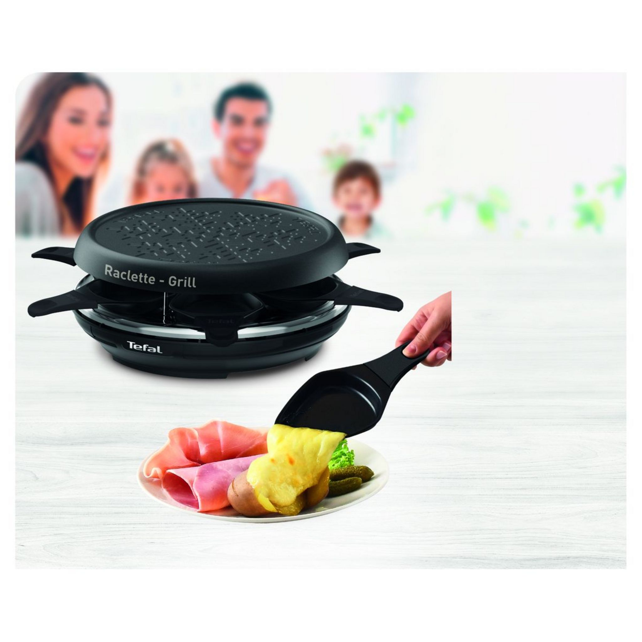 Voir la diapositive 2 : TEFAL Appareil à raclette 6 personnes RE12A810 - Noir