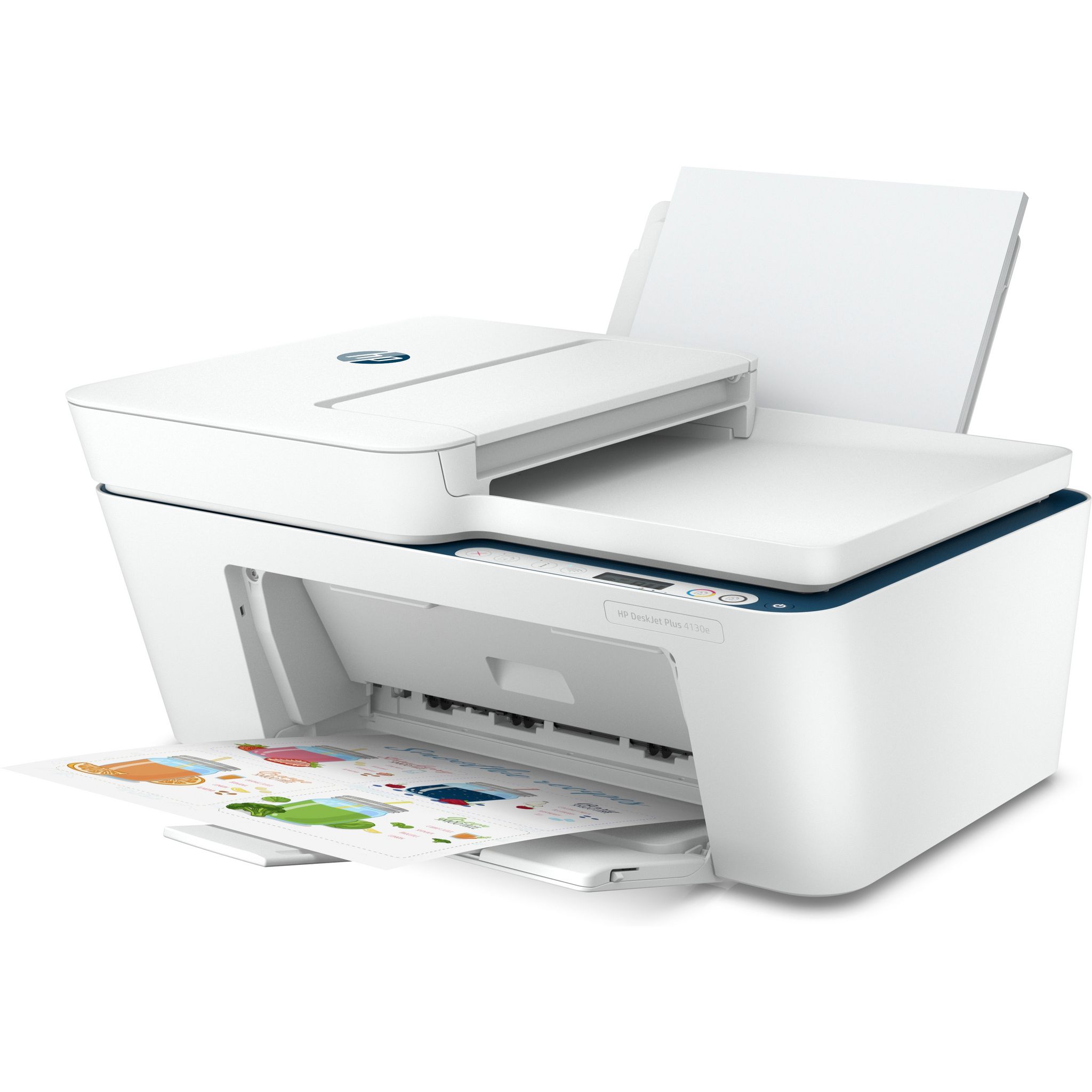 Voir la diapositive 3 : HP Imprimante multifonction Deskjet 4130e - Blanc et bleu - Compatible Instant Ink