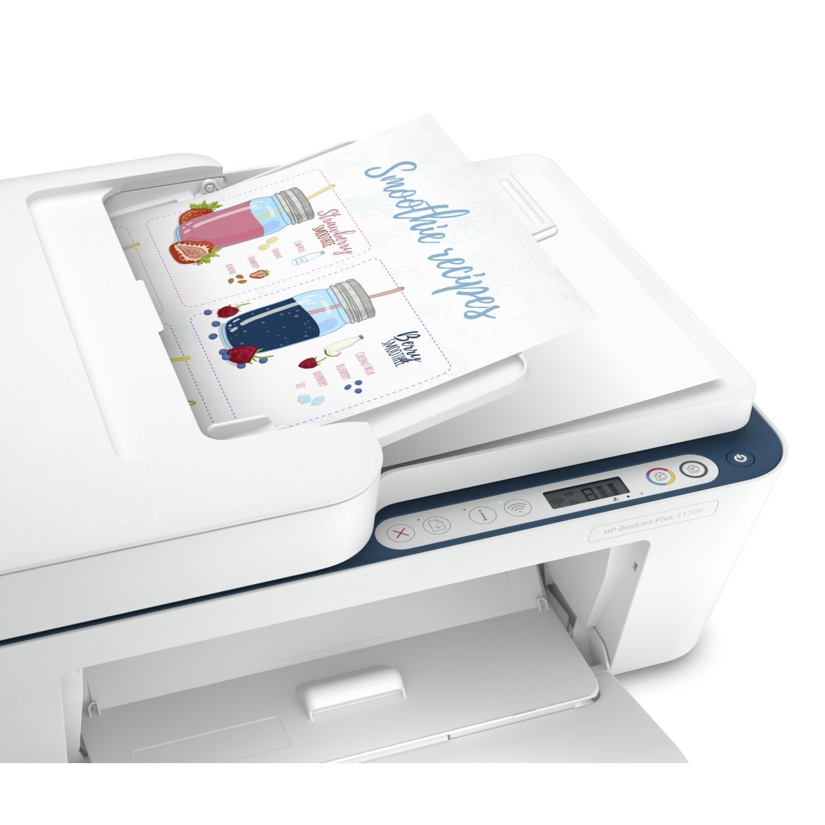 HP Imprimante multifonction Deskjet 4130e - Blanc et bleu - Compatible Instant Ink