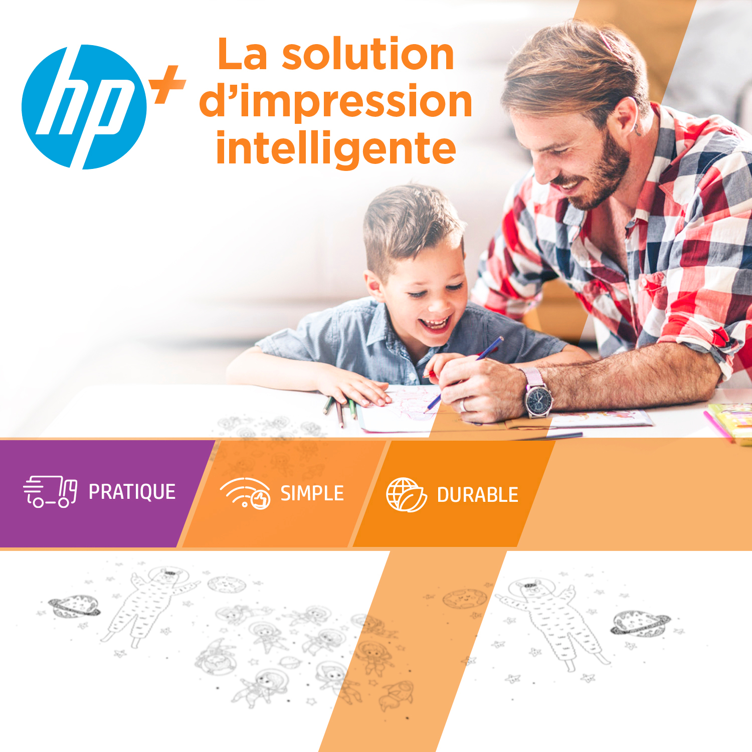 Voir la diapositive 8 : HP Imprimante multifonction Deskjet 4130e - Blanc et bleu - Compatible Instant Ink