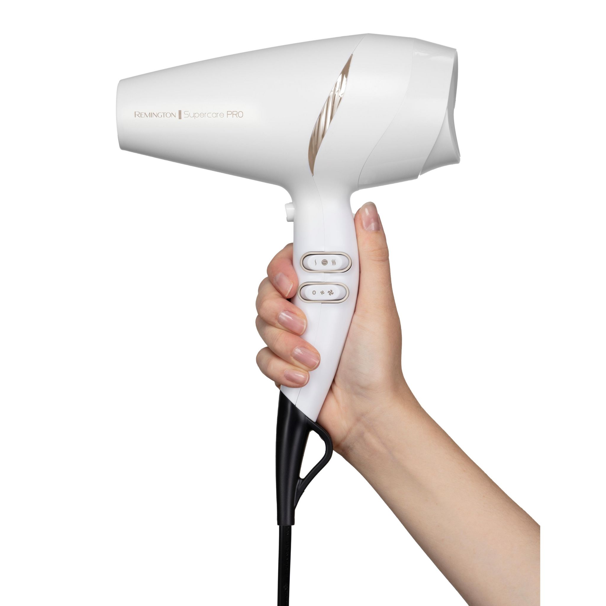 Voir la diapositive 4 : REMINGTON Sèche cheveux avec diffuseur fonction ionique AC7200W - Blanc