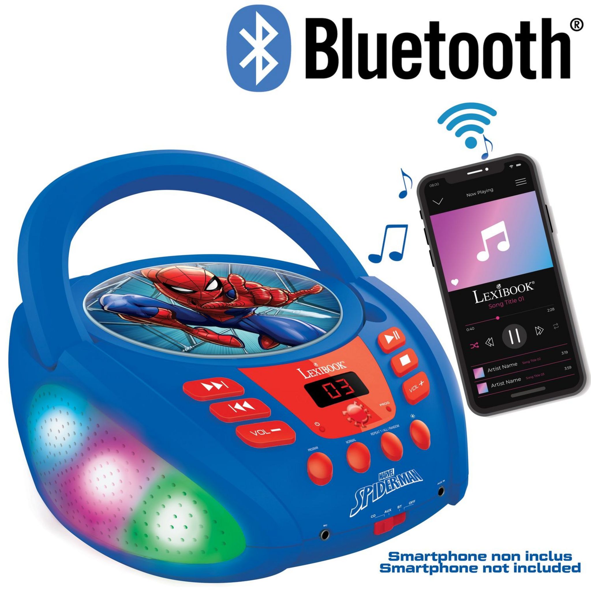 Voir la diapositive 6 : LEXIBOOK Lecteur CD Bluetooth SPIDERMAN 