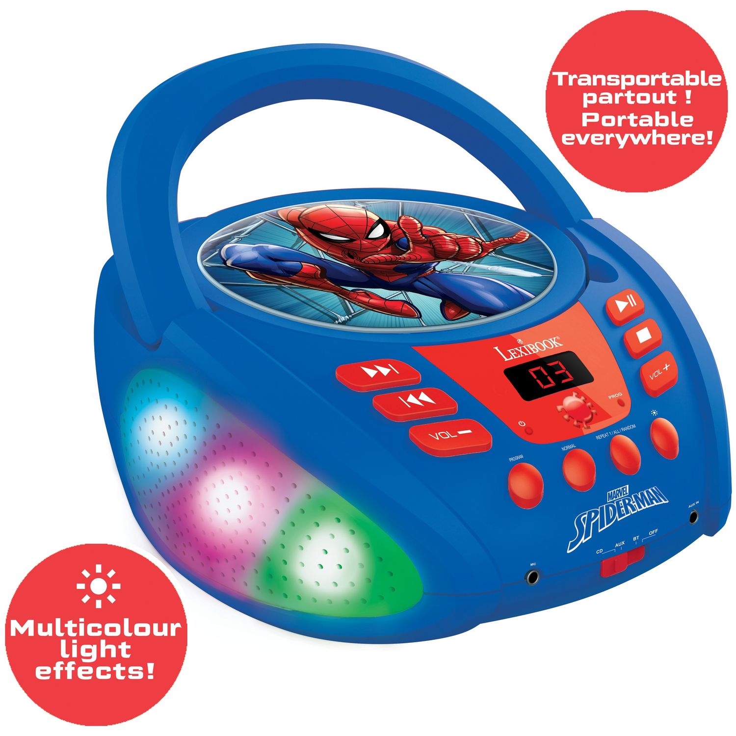 Voir la diapositive 9 : LEXIBOOK Lecteur CD Bluetooth SPIDERMAN 