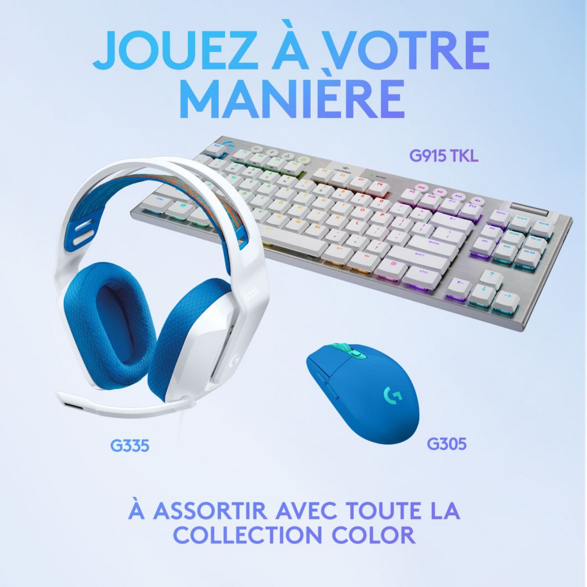 Voir la diapositive 5 : LOGITECH Casque Gaming G335 BL - Blanc et bleu