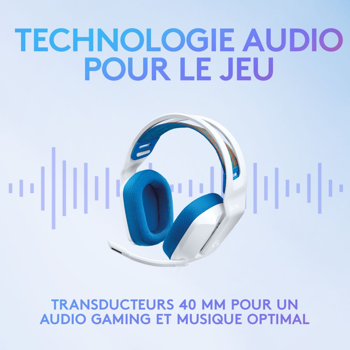 LOGITECH Casque Gaming G335 BL - Blanc et bleu