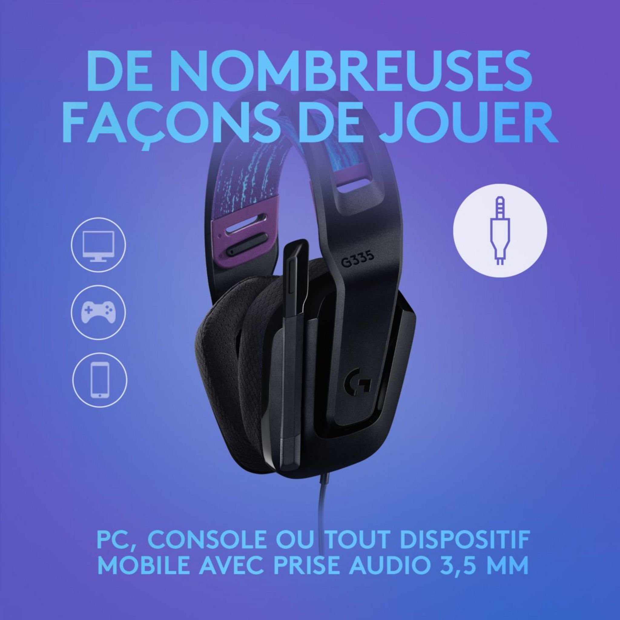 Voir la diapositive 6 : LOGITECH Casque Gaming G335 NR - Noir
