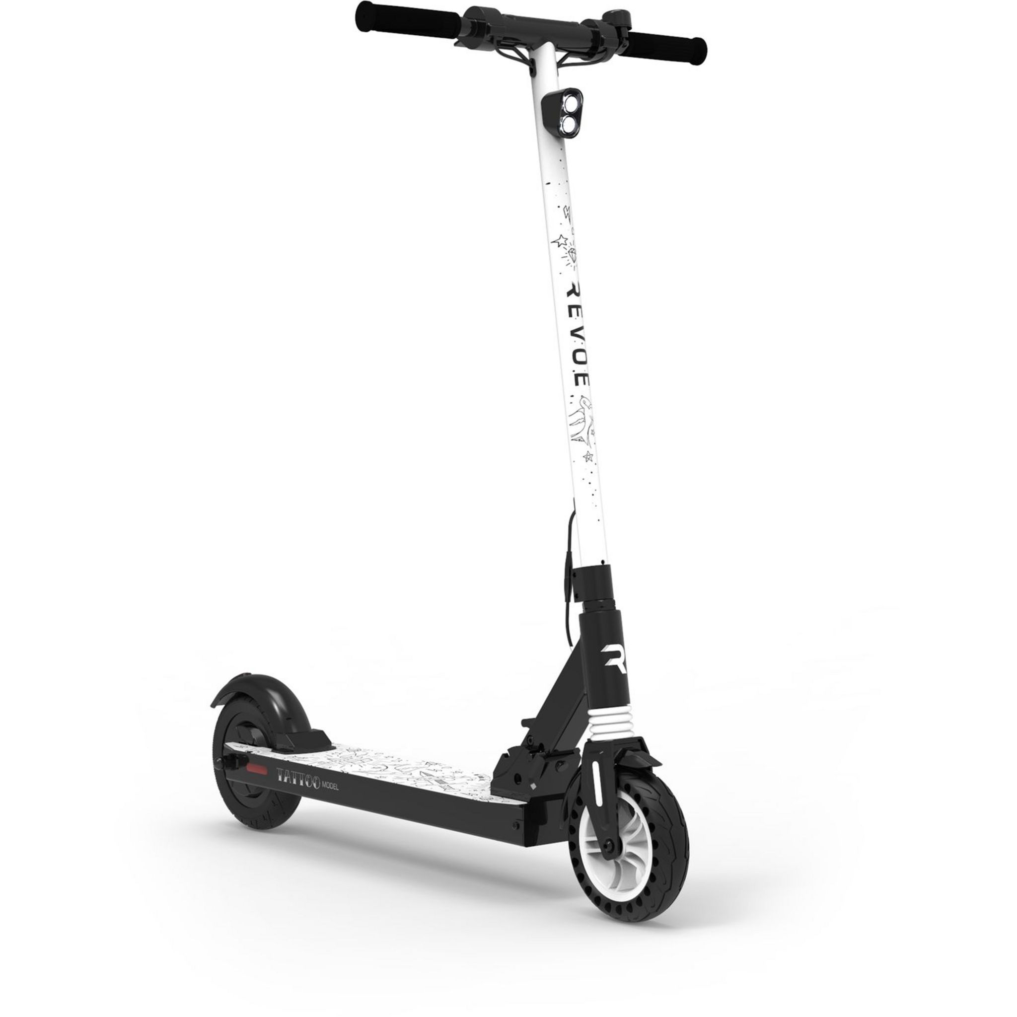 Voir la diapositive 2 : REVOE Trottinette électrique Ado Tattoo - Noir et blanc