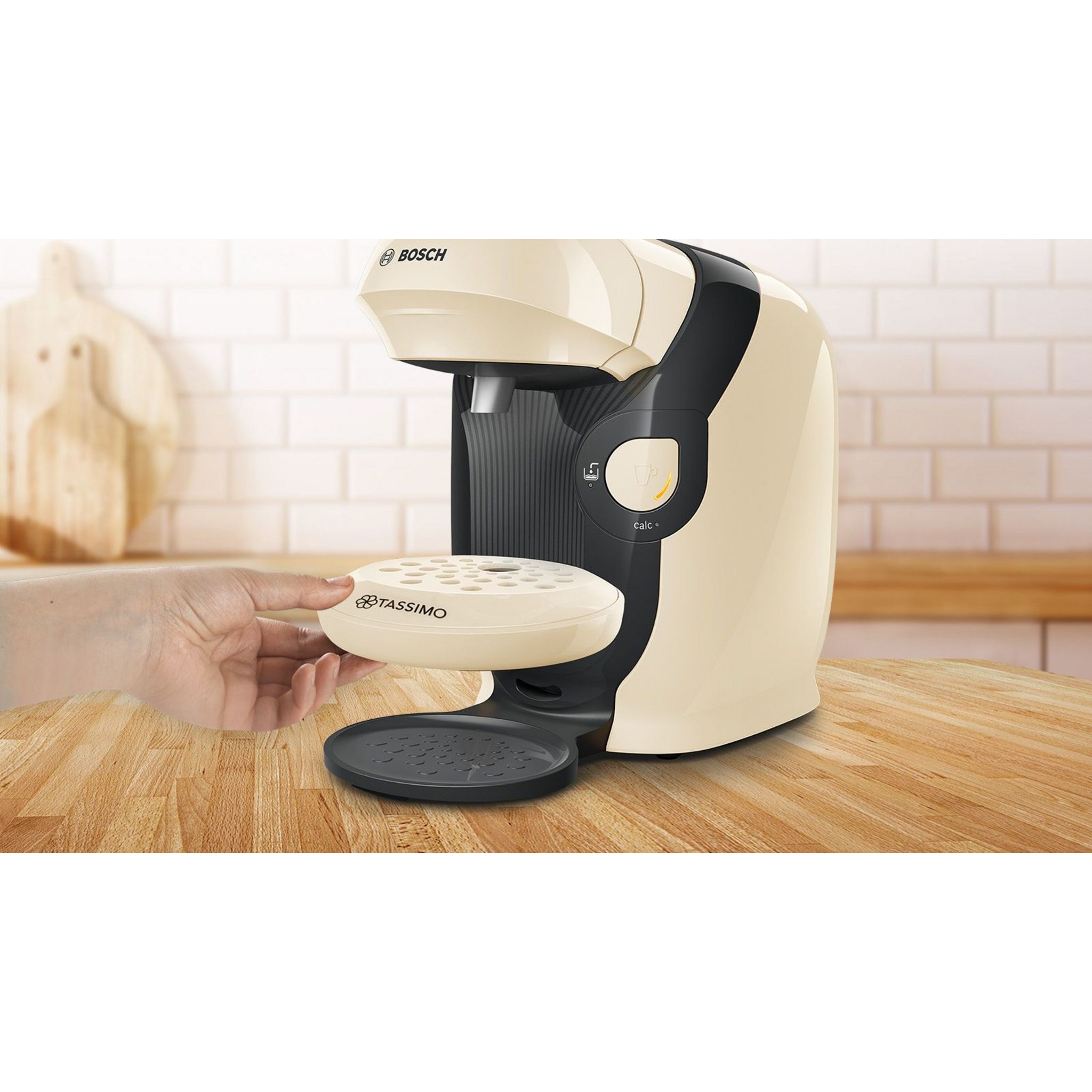 Voir la diapositive 2 : BOSCH Cafetière à dosette Tassimo TAS1107 - Crème