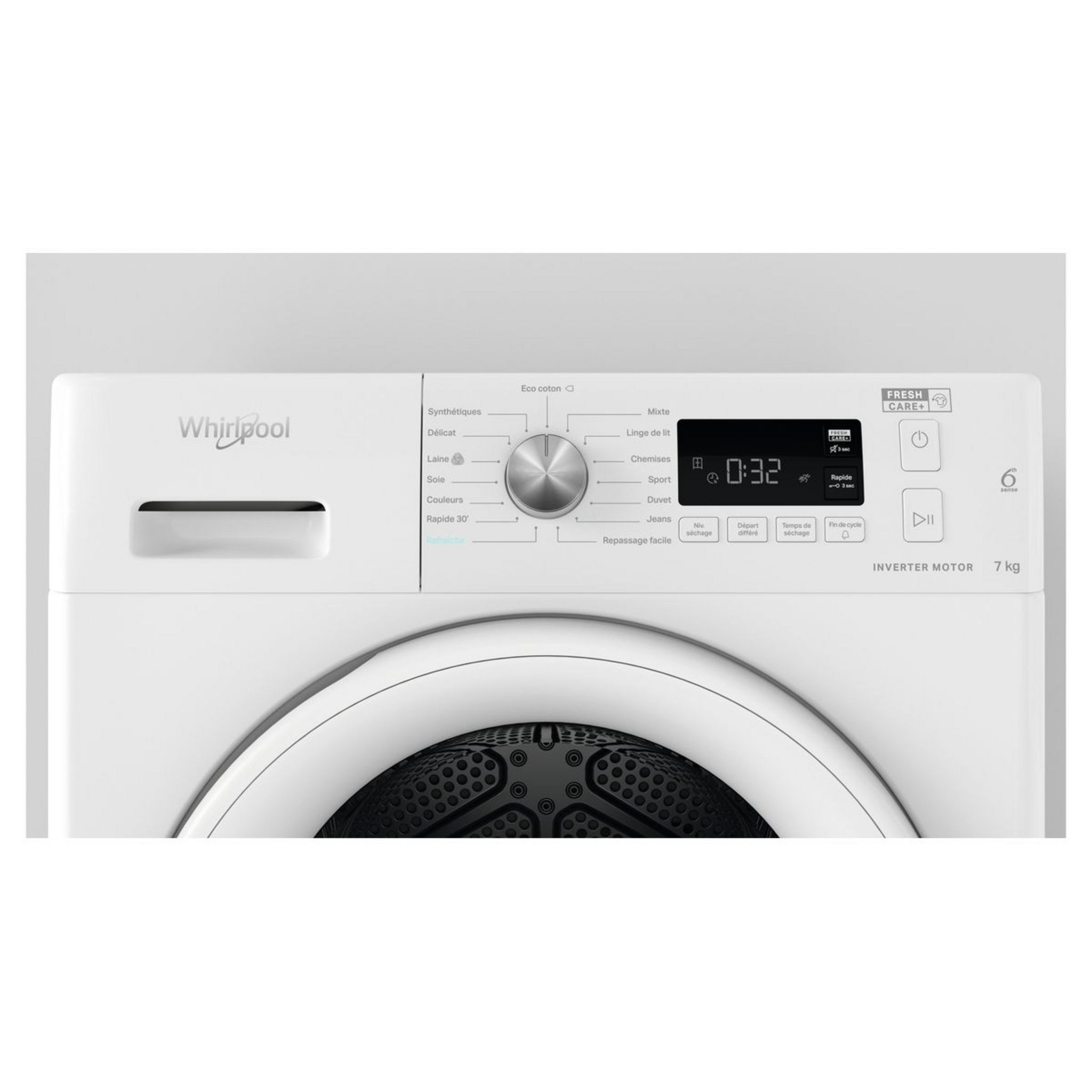Voir la diapositive 2 : WHIRLPOOL Sèche linge hublot FFTM1172FR, 7 kg, Condensation, Pompe à chaleur, A++