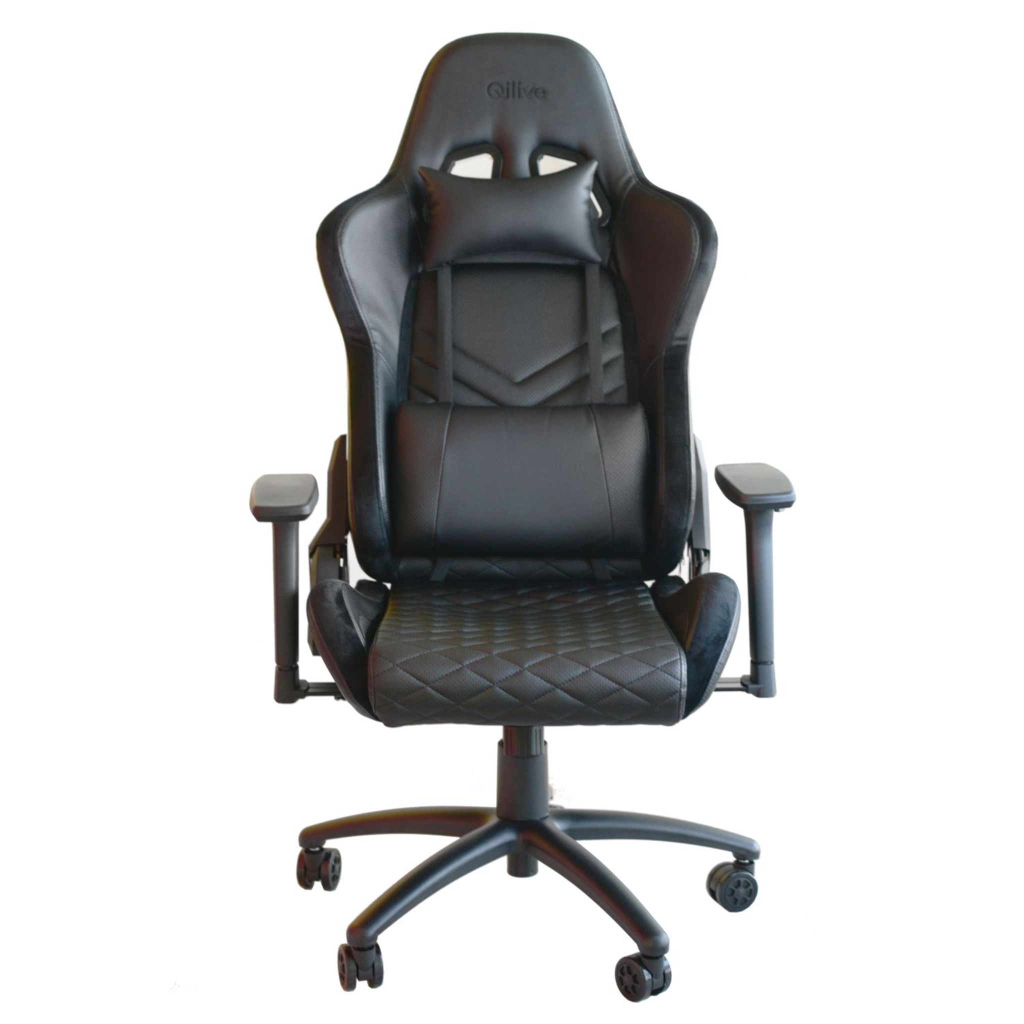 Voir la diapositive 2 : QILIVE Siège Gaming Full Black Qilive 3603 