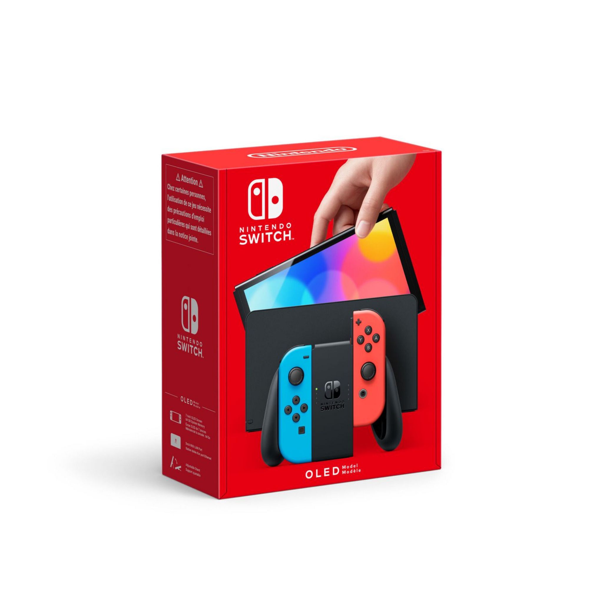 Voir la diapositive 4 : NINTENDO Nintendo Switch OLED avec station d'accueil et manettes Joy-Con bleu néon / rouge