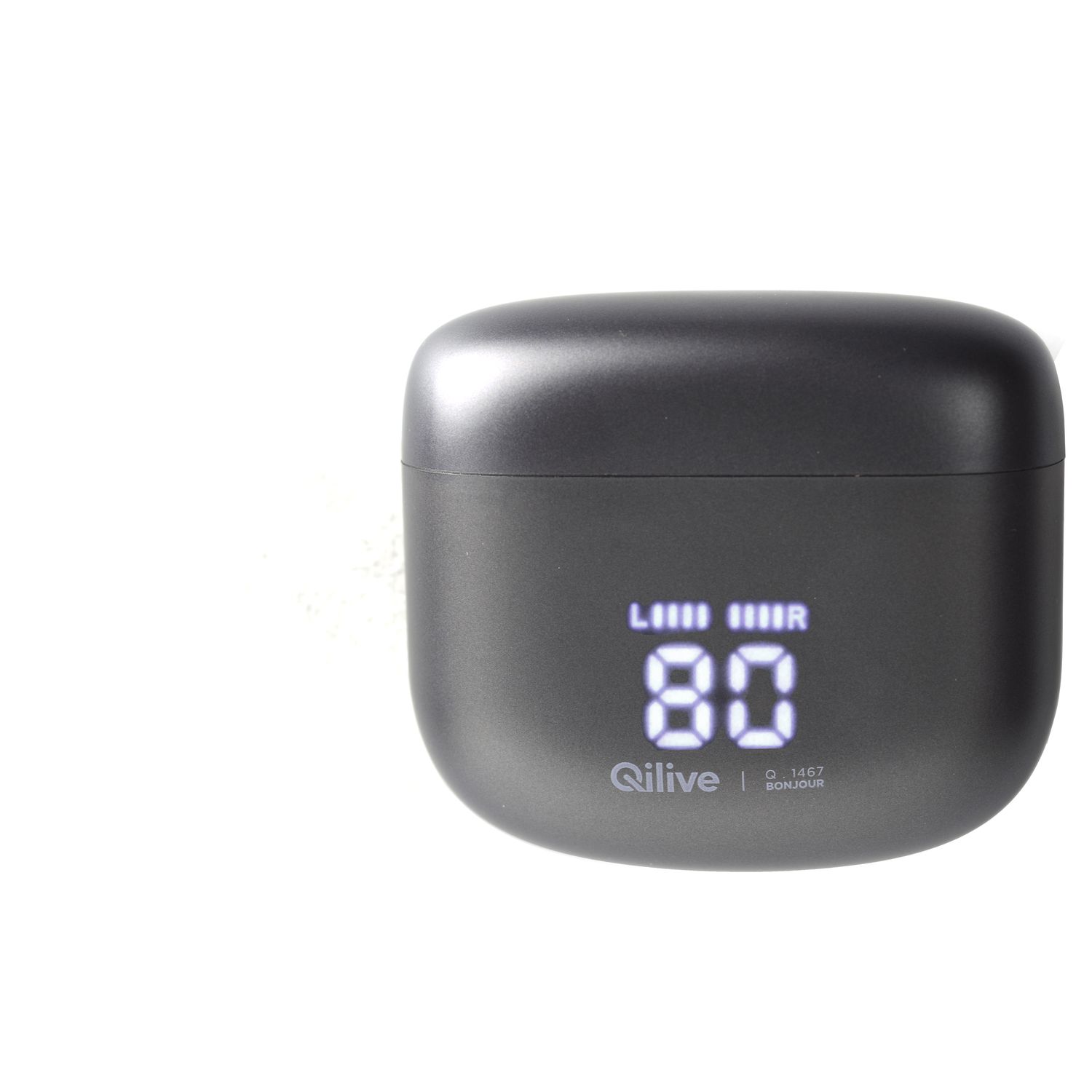Voir la diapositive 4 : QILIVE Ecouteurs sans fil TWS Q1467 - Gris foncé - Technologie ENC - Affichage LED du niveau de charge