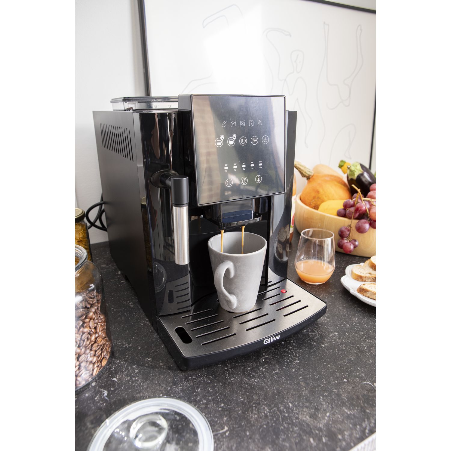 Voir la diapositive 13 : QILIVE Machine à café expresso avec broyeur à grain Q.5404 - Noir