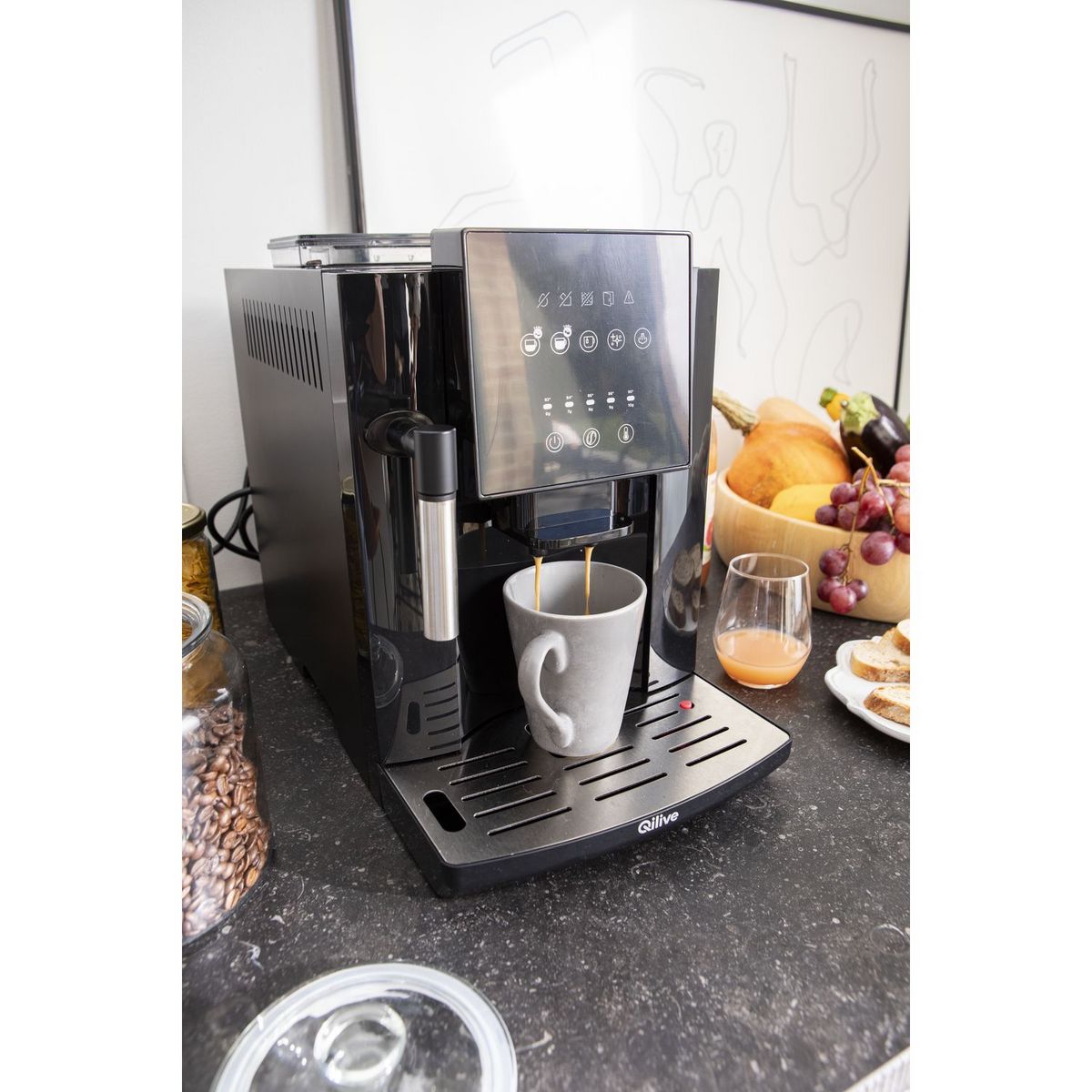 QILIVE Machine à café expresso avec broyeur à grain Q.5404 - Noir