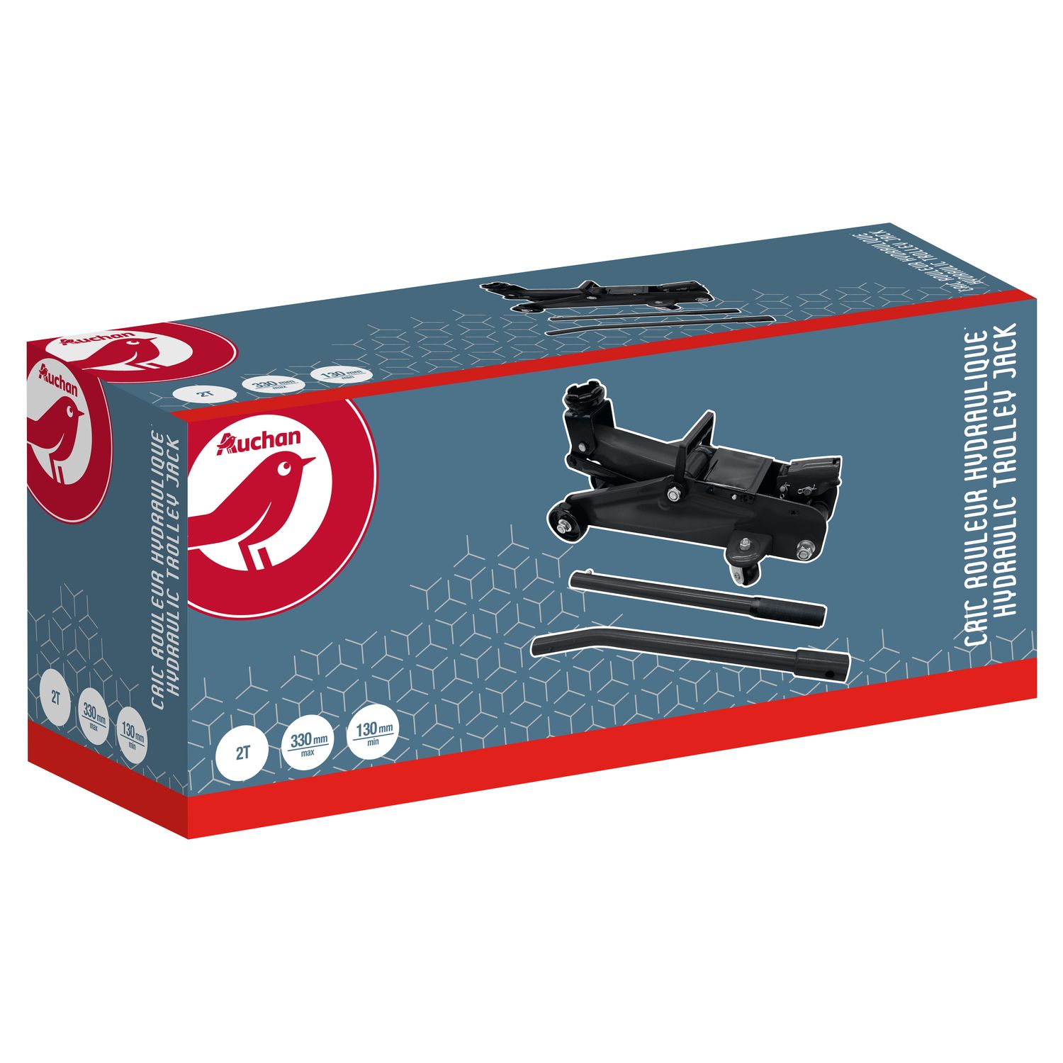 Voir la diapositive 2 : AUCHAN Cric rouleur 2T hydraulique