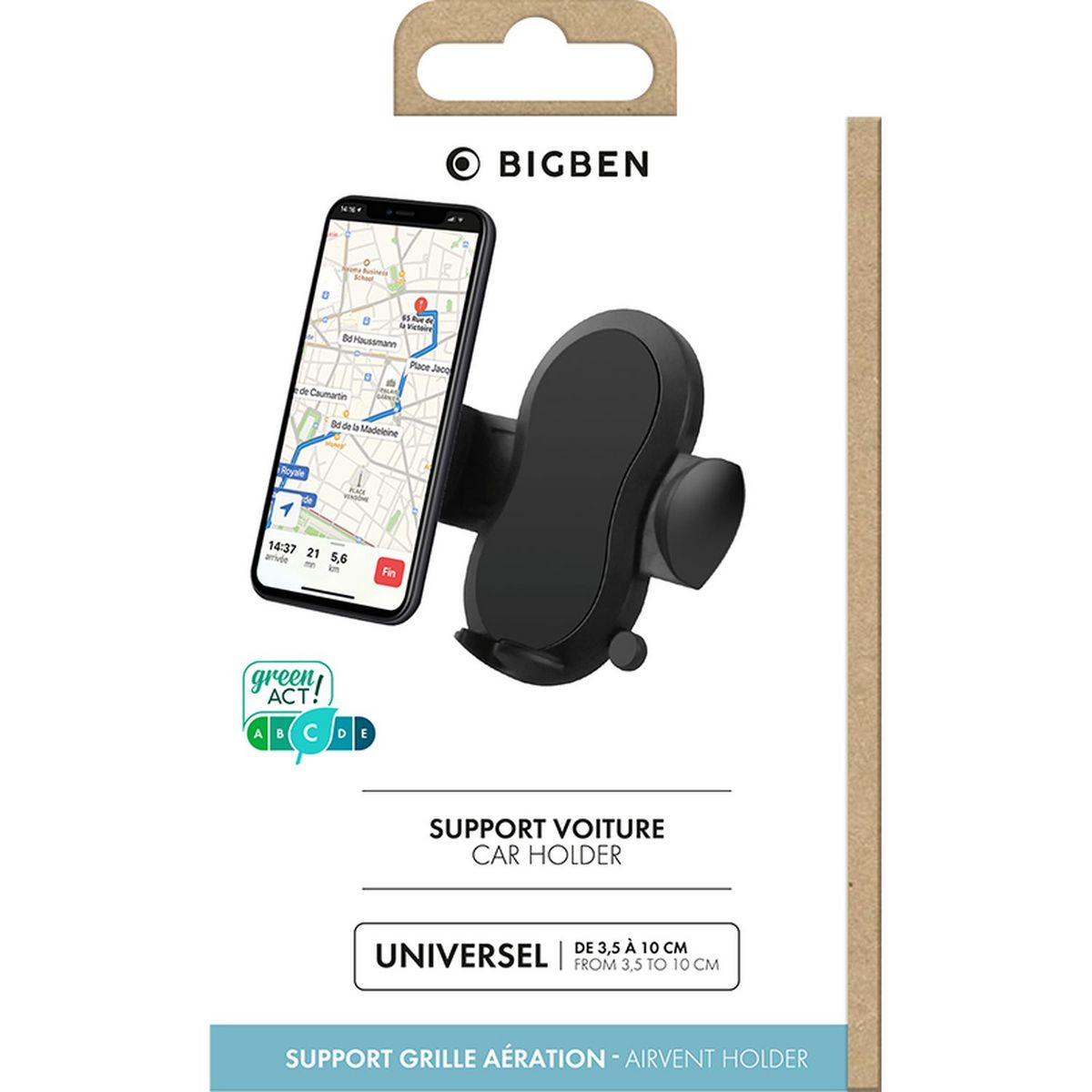 BIGBEN Support voiture fixation ventilation - Noir