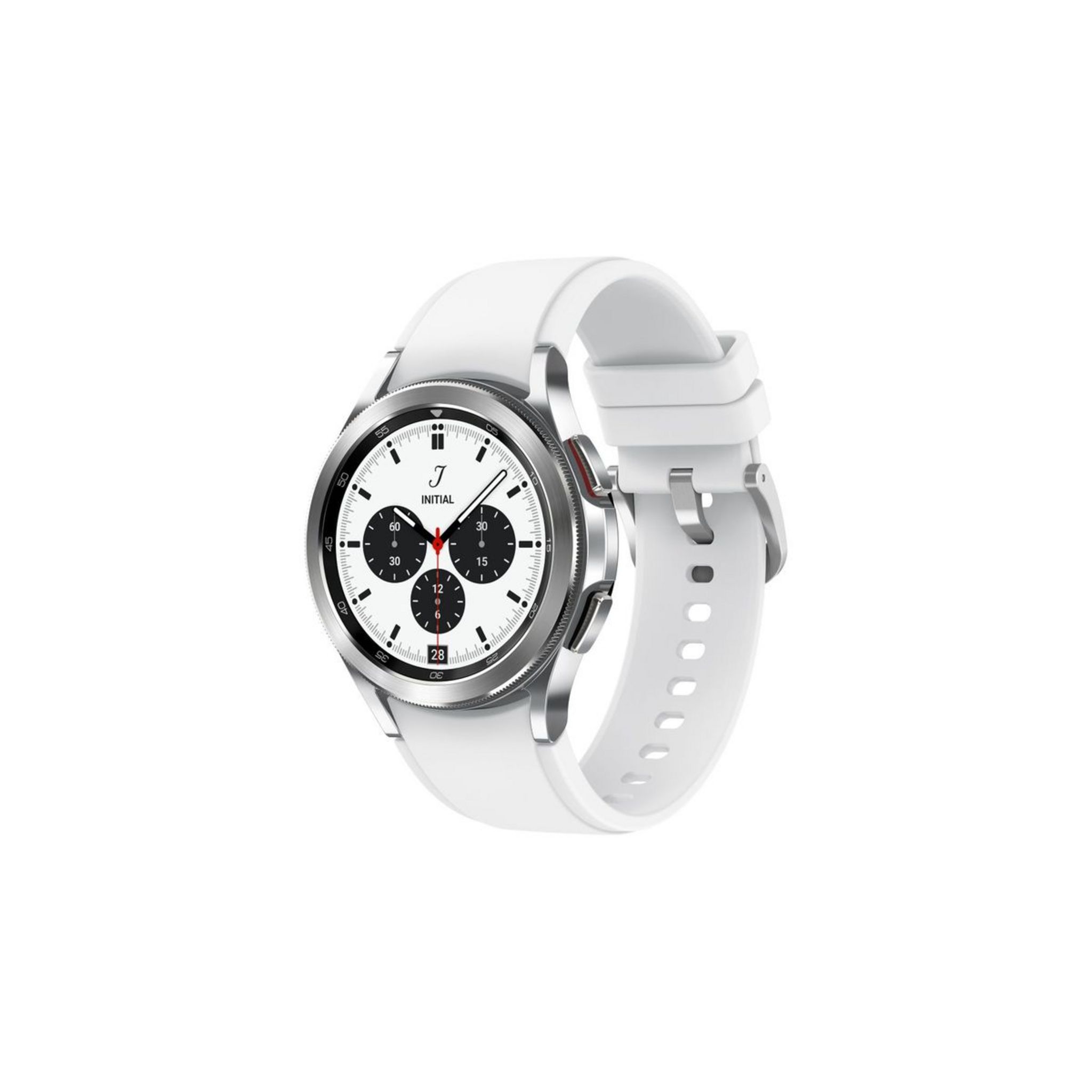 Voir la diapositive 2 : SAMSUNG Galaxy Watch4 Classic Argent42mm Bracelet Ridge Sport Blanc