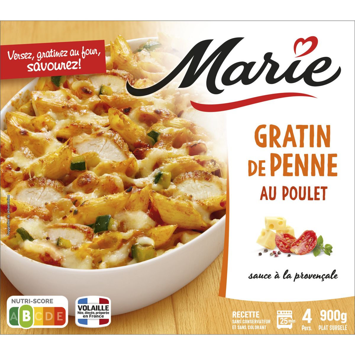 MARIE Gratin de penne au poulet 4 portions 900g