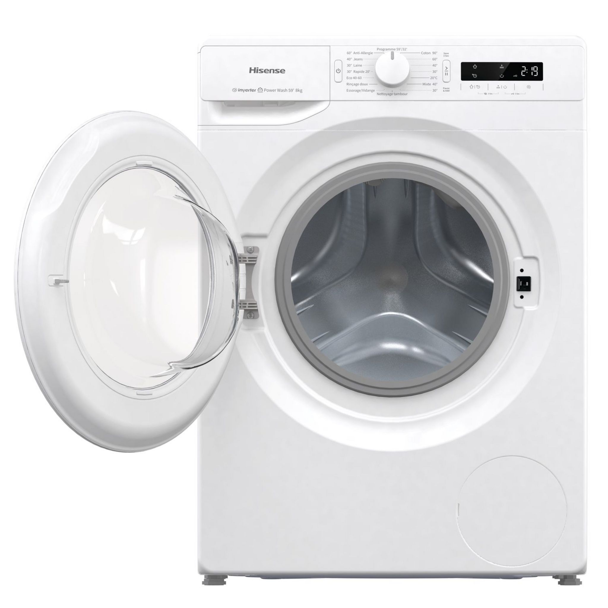 Voir la diapositive 8 : HISENSE Lave linge hublot WFGP80123V, 8 kg, 1200 T/min, B
