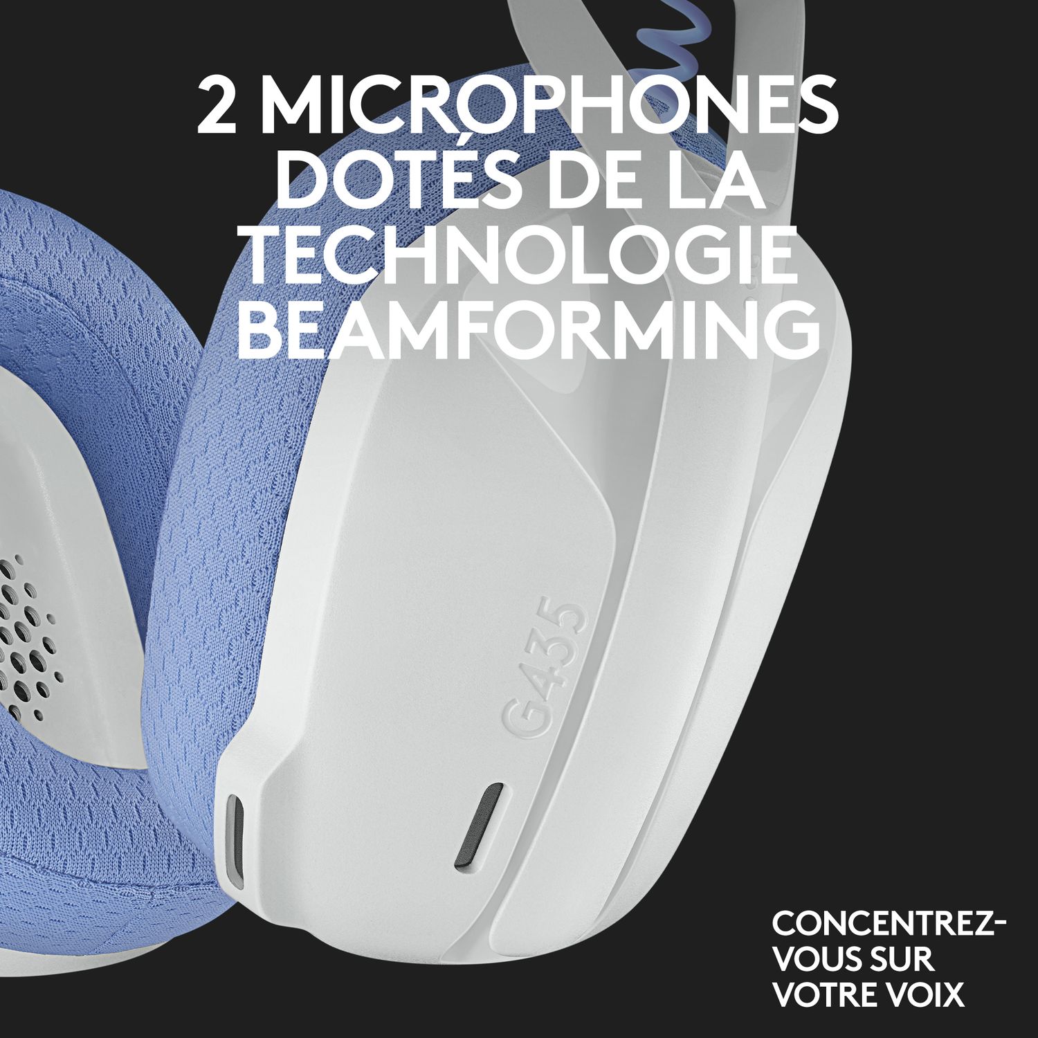 Voir la diapositive 2 : LOGITECH Casque GAMING G435 BL - Blanc et bleu