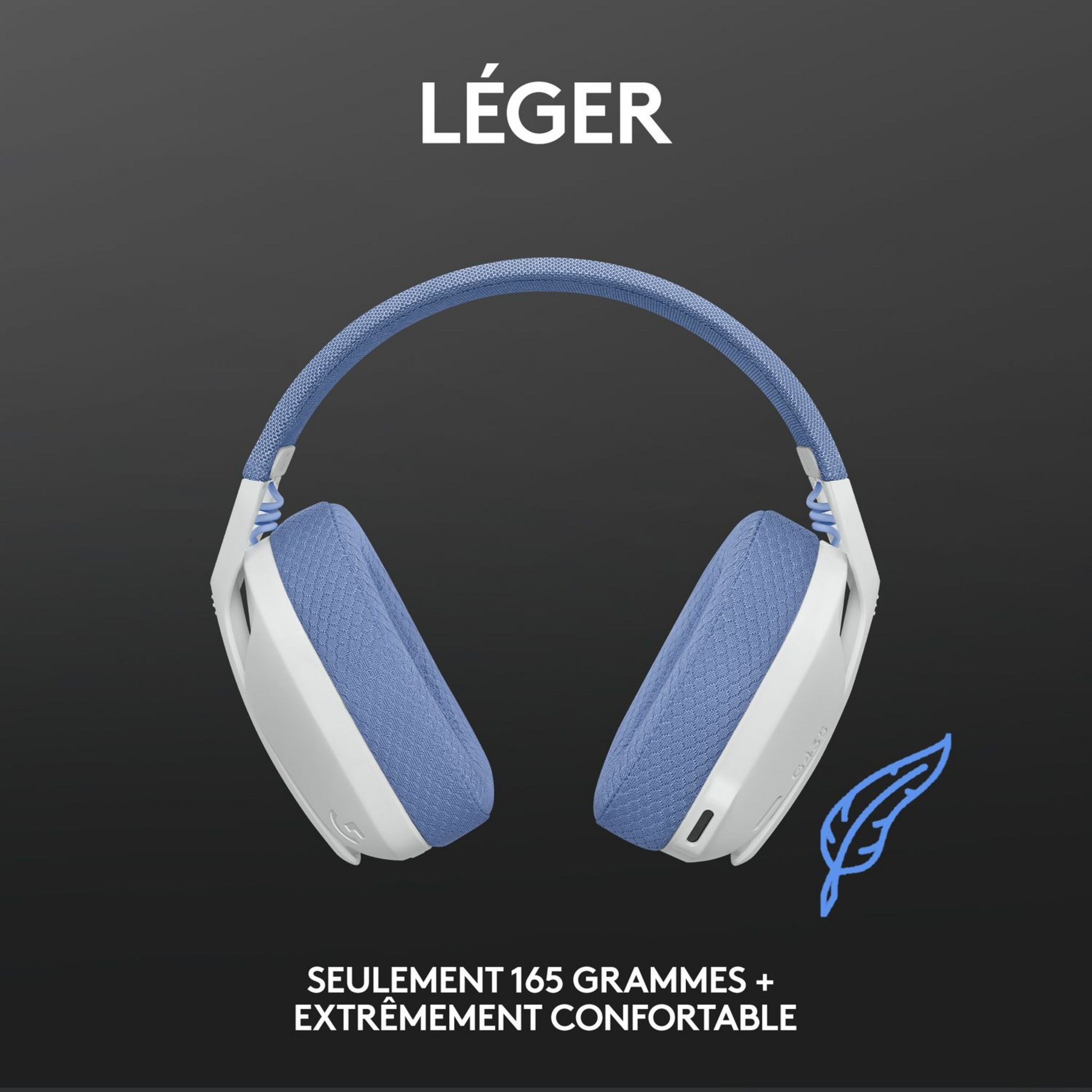 Voir la diapositive 3 : LOGITECH Casque GAMING G435 BL - Blanc et bleu